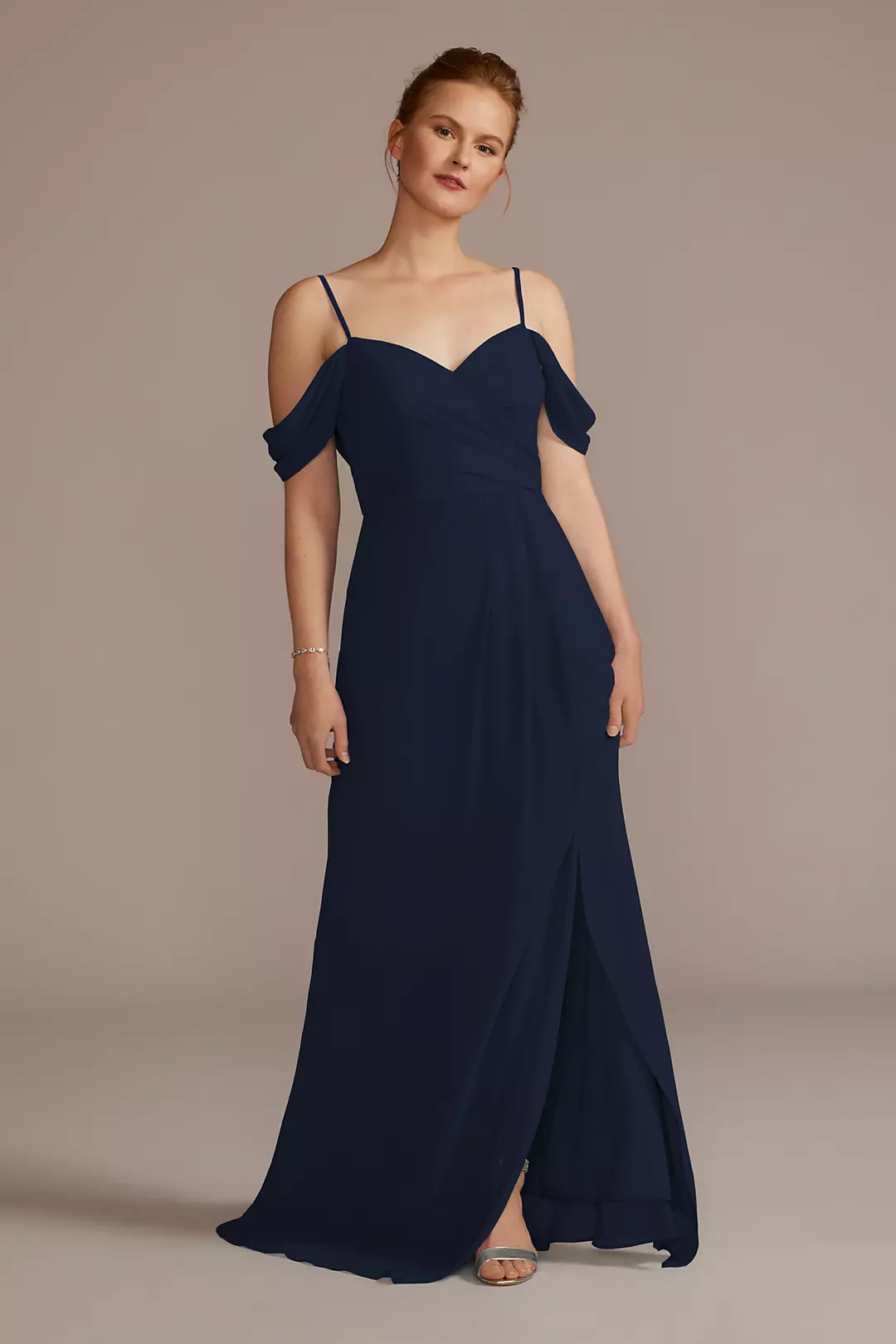 Chiffon Off-the-Shoulder Dress - Image 47