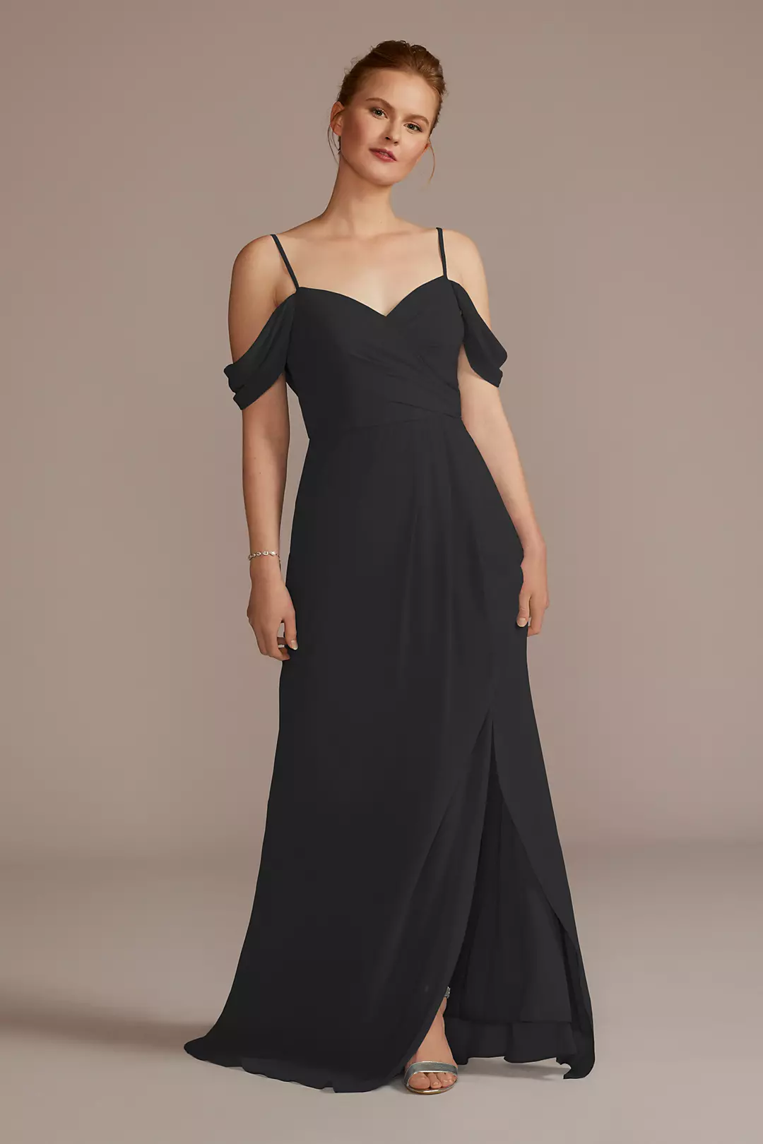 Chiffon Off-the-Shoulder Dress - Image 49
