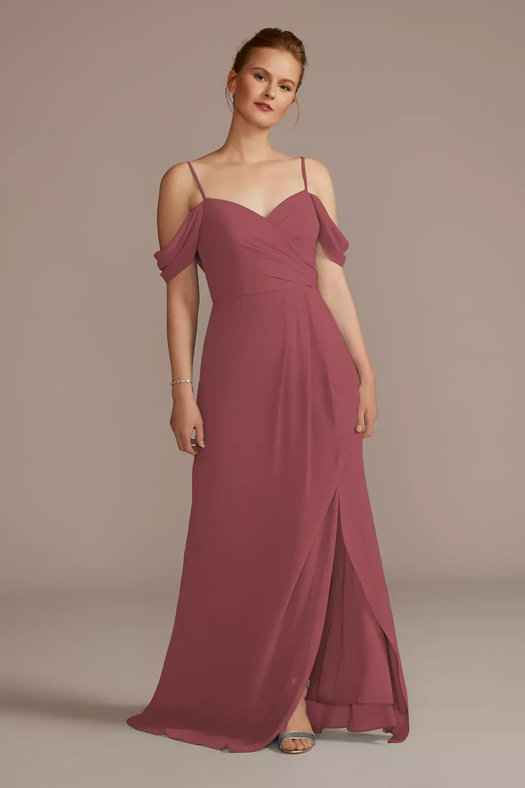 Chiffon Off-the-Shoulder Dress - Image 50