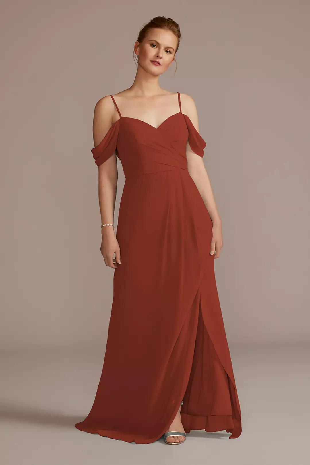Chiffon Off-the-Shoulder Dress - Image 51