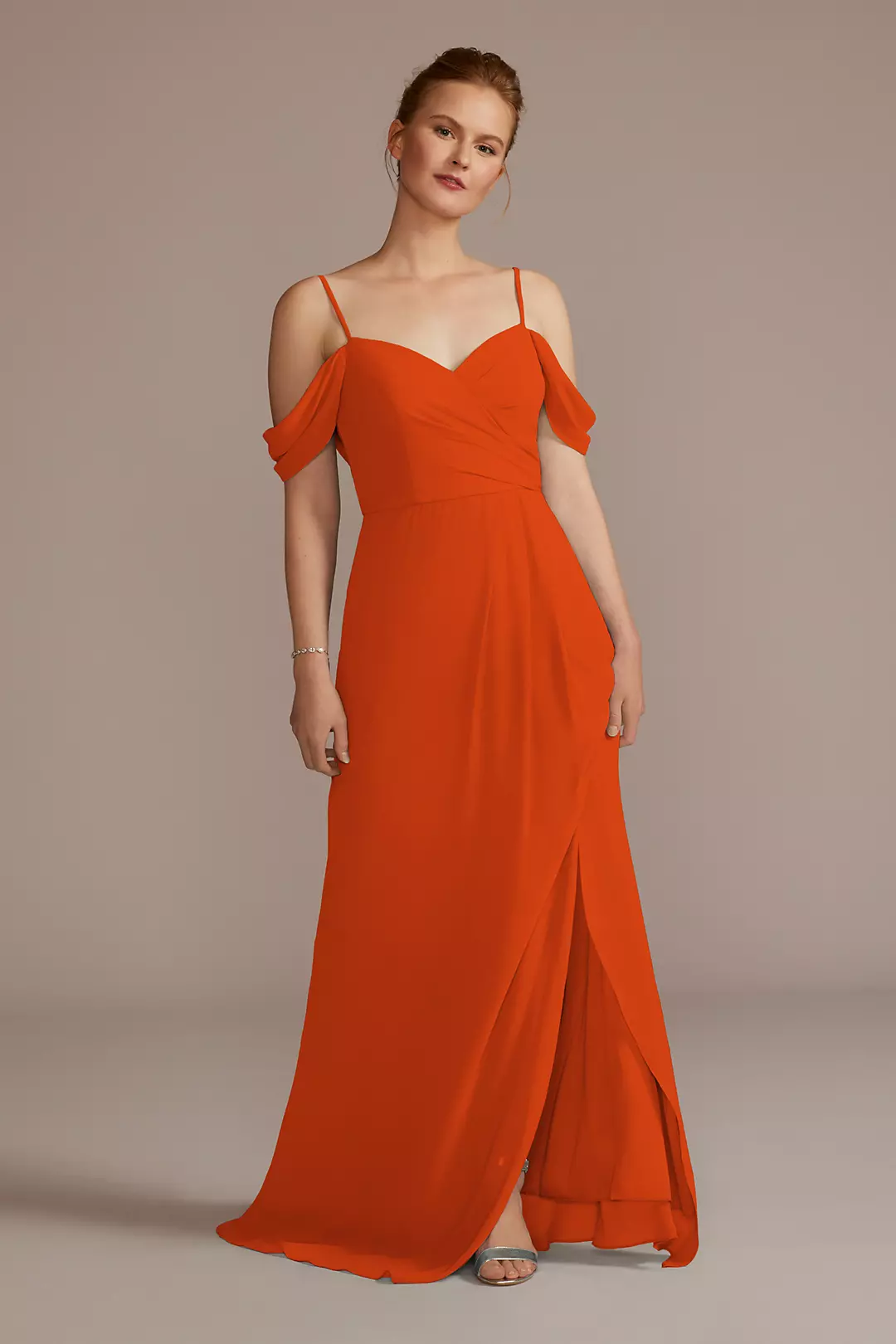 Chiffon Off-the-Shoulder Dress - Image 55