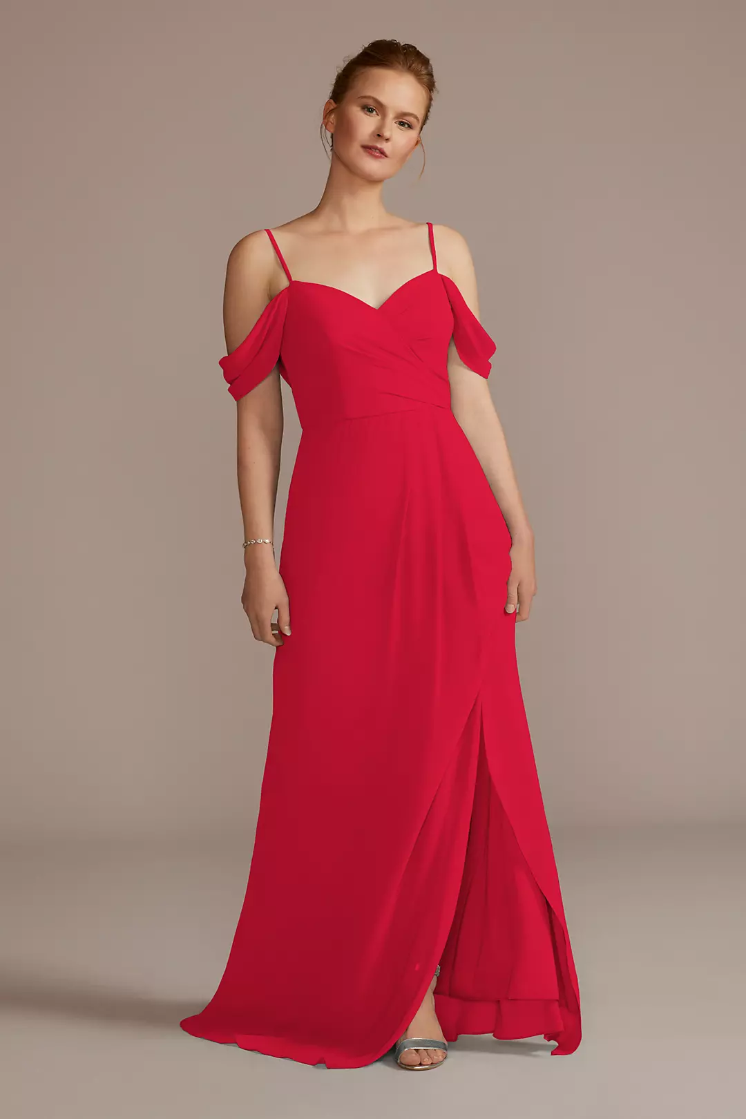 Chiffon Off-the-Shoulder Dress - Image 59