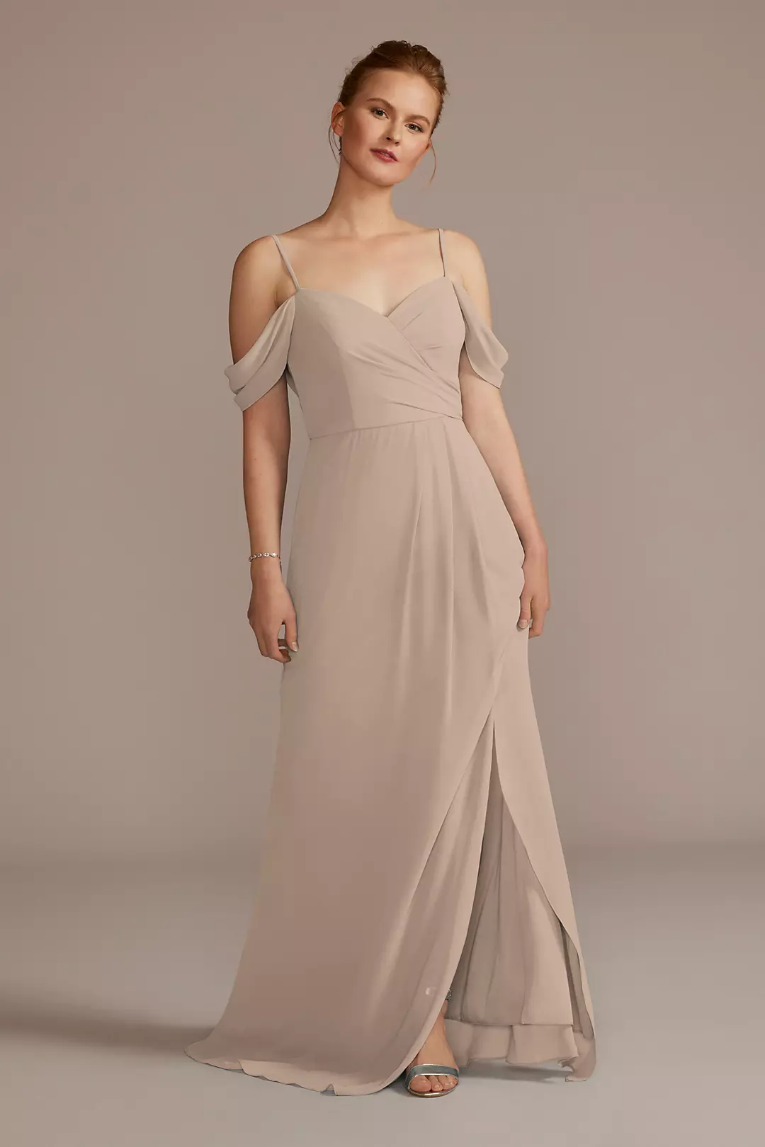 Chiffon Off-the-Shoulder Dress - Image 60