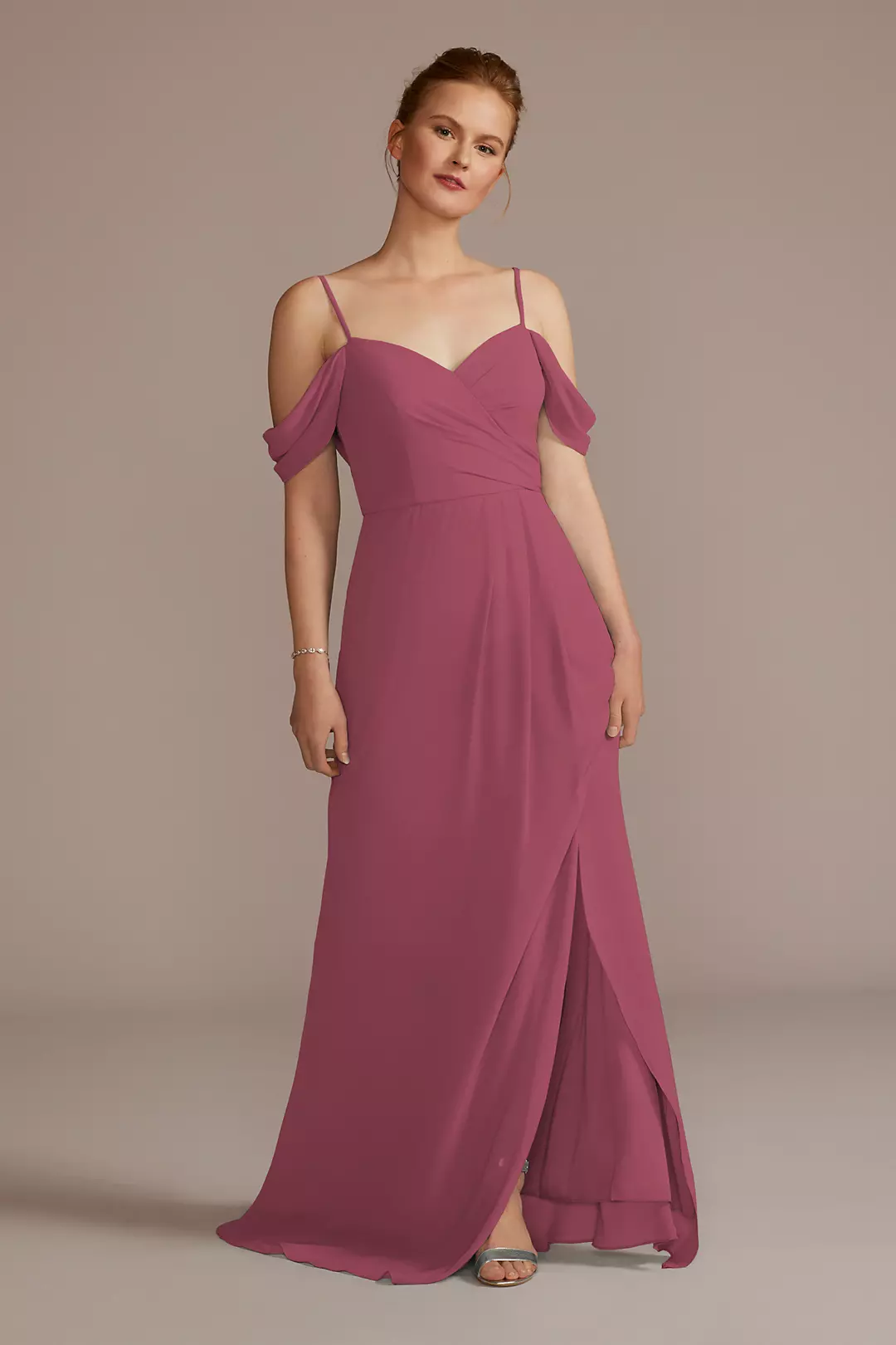 Chiffon Off-the-Shoulder Dress - Image 62