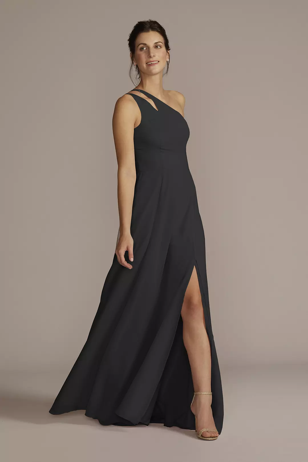 Chiffon One-Shoulder Cutout Dress - Image 102