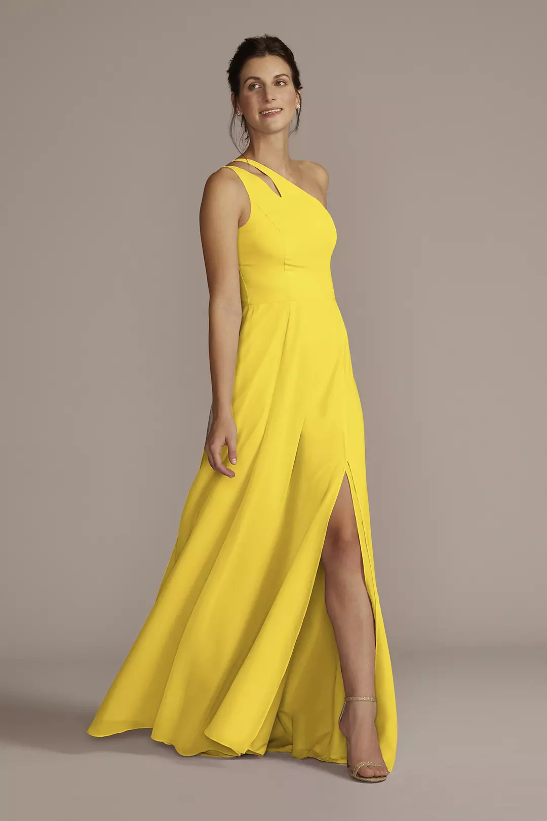 Chiffon One-Shoulder Cutout Dress - Image 111