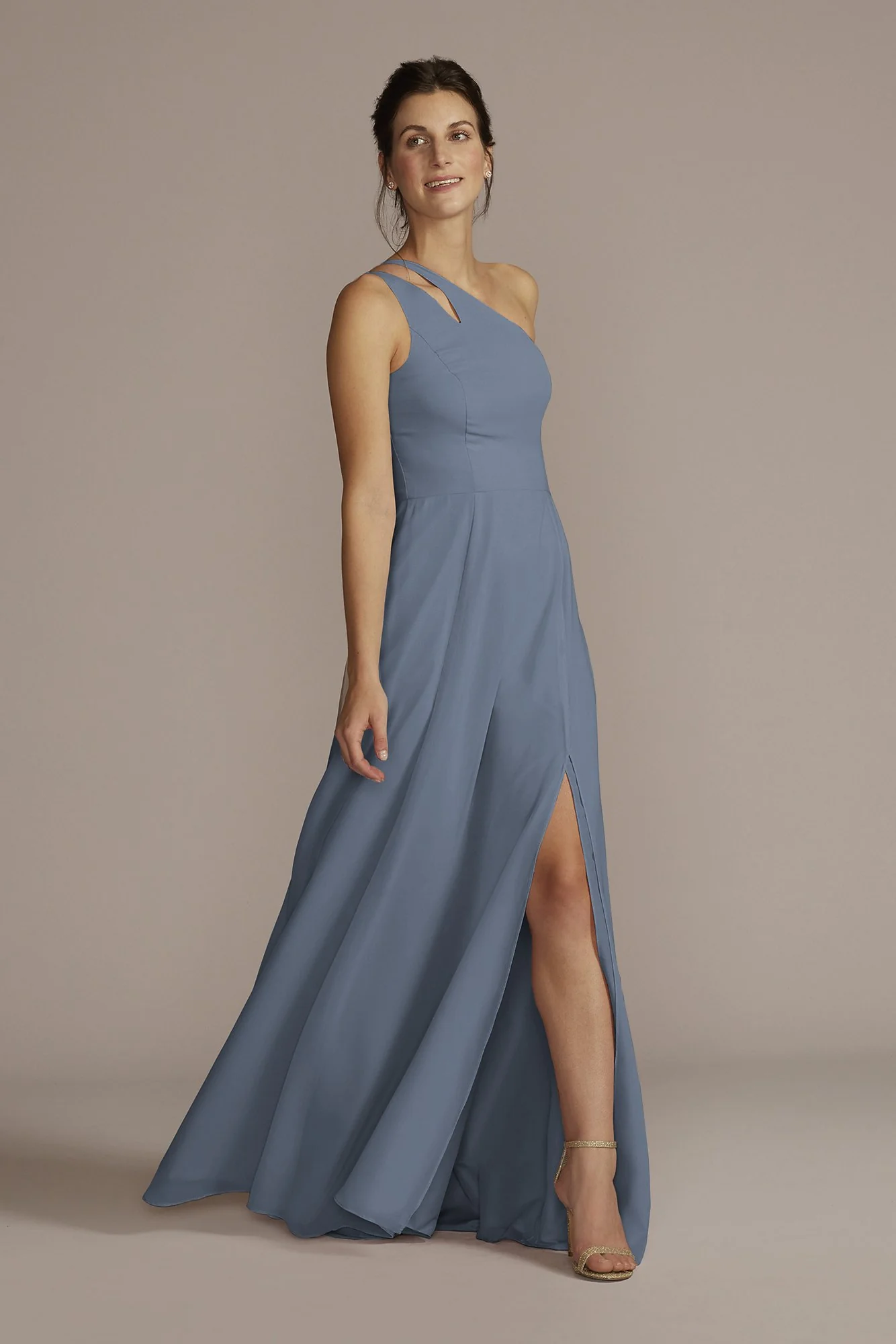 Chiffon One-Shoulder Cutout Dress - Image 22
