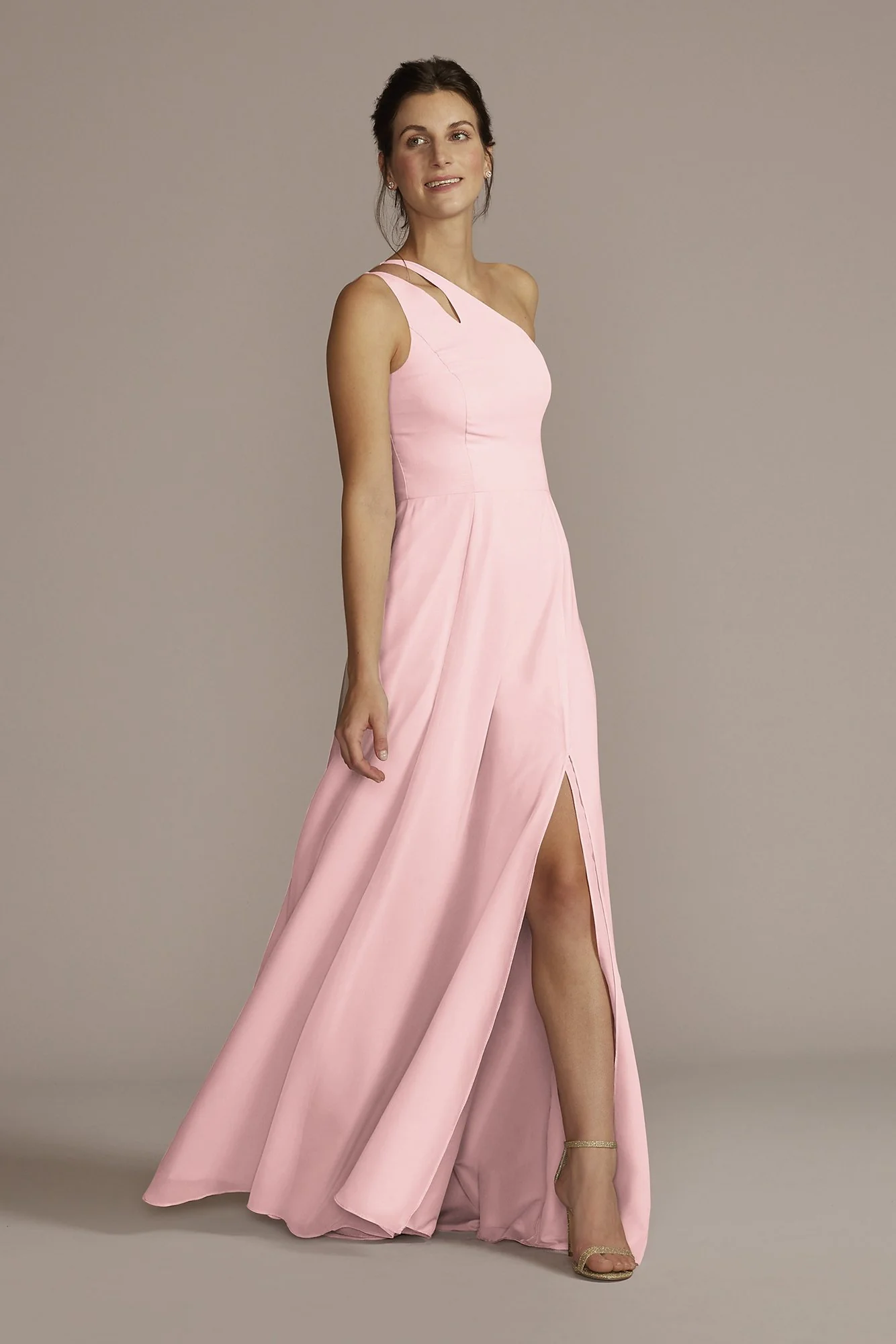 Chiffon One-Shoulder Cutout Dress - Image 42