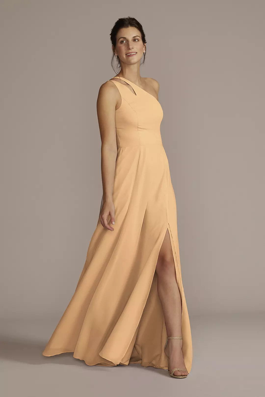 Chiffon One-Shoulder Cutout Dress - Image 93