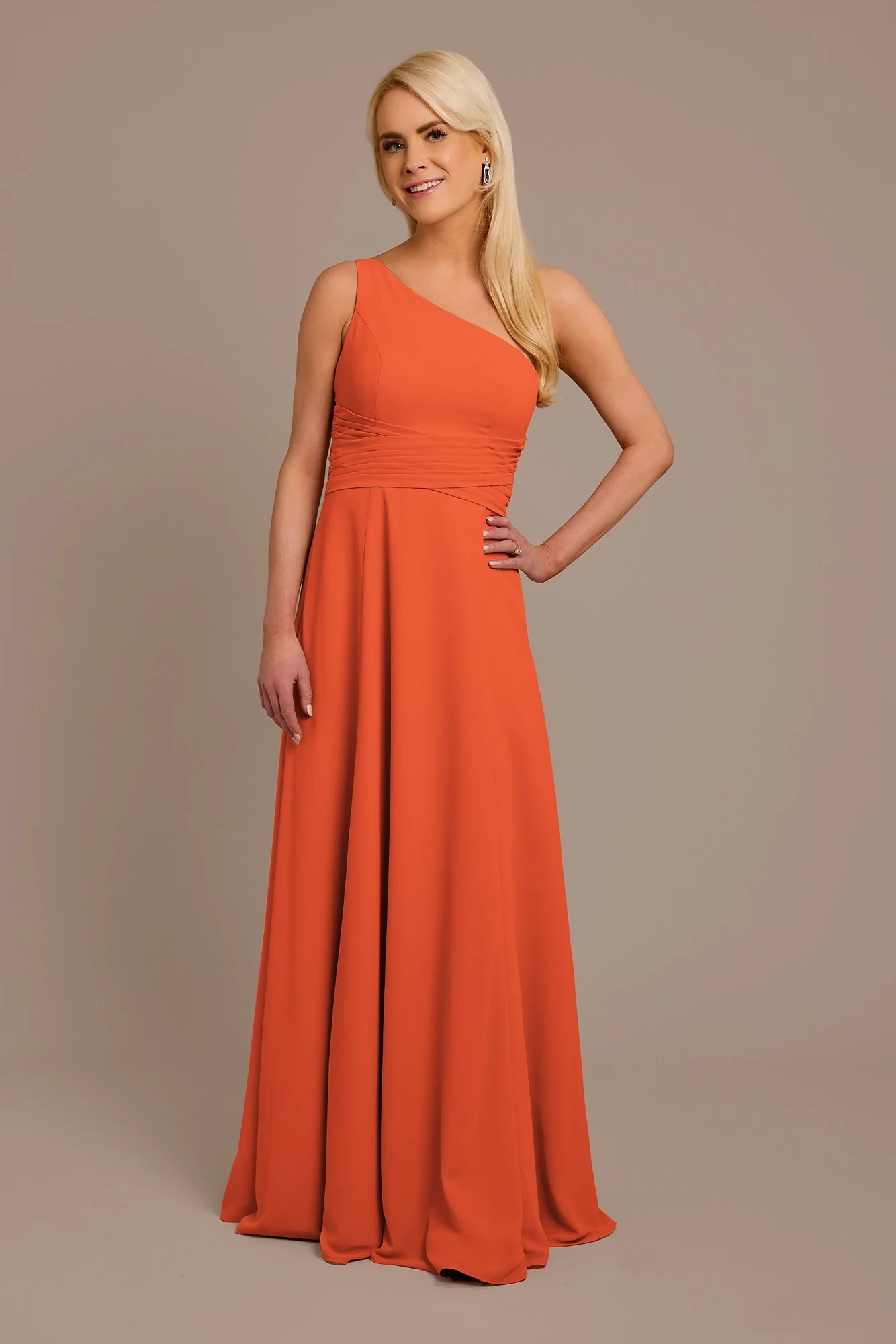 Chiffon One-Shoulder Dress with Tie - Image 12