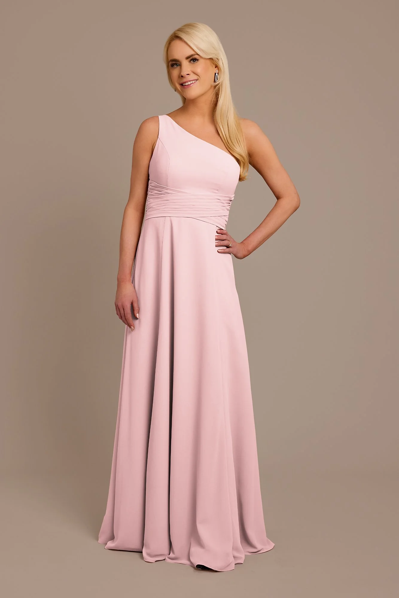 Chiffon One-Shoulder Dress with Tie - Image 16