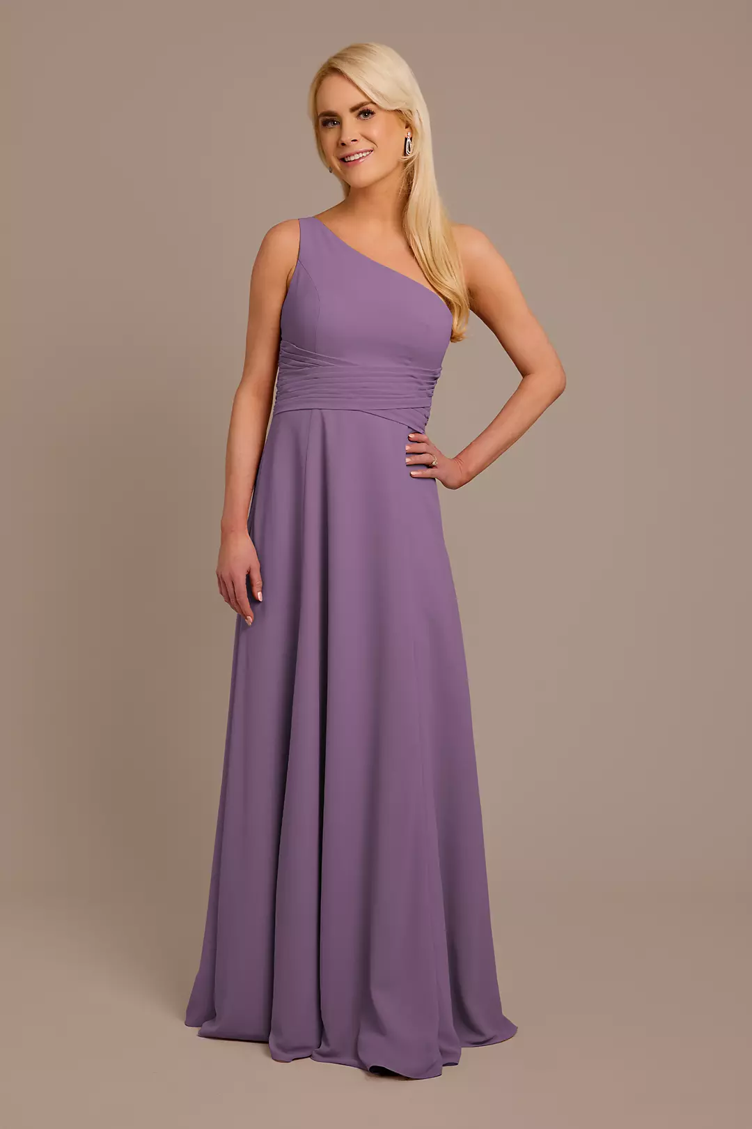 Chiffon One-Shoulder Dress with Tie - Image 31