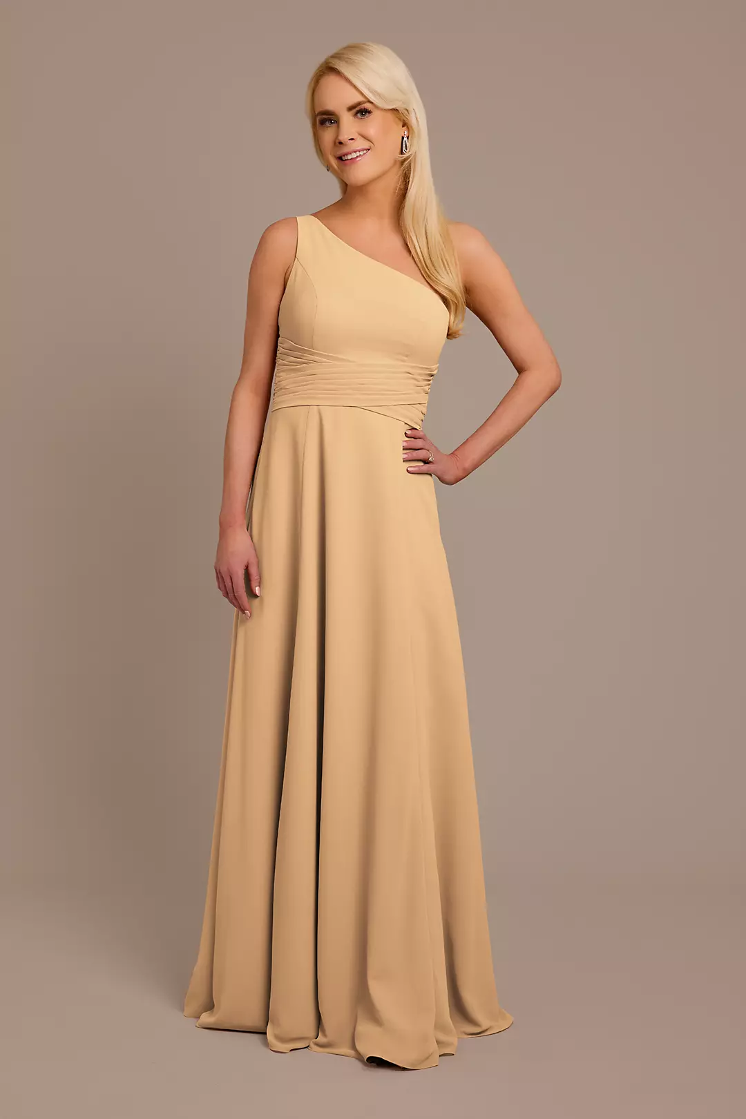Chiffon One-Shoulder Dress with Tie - Image 42