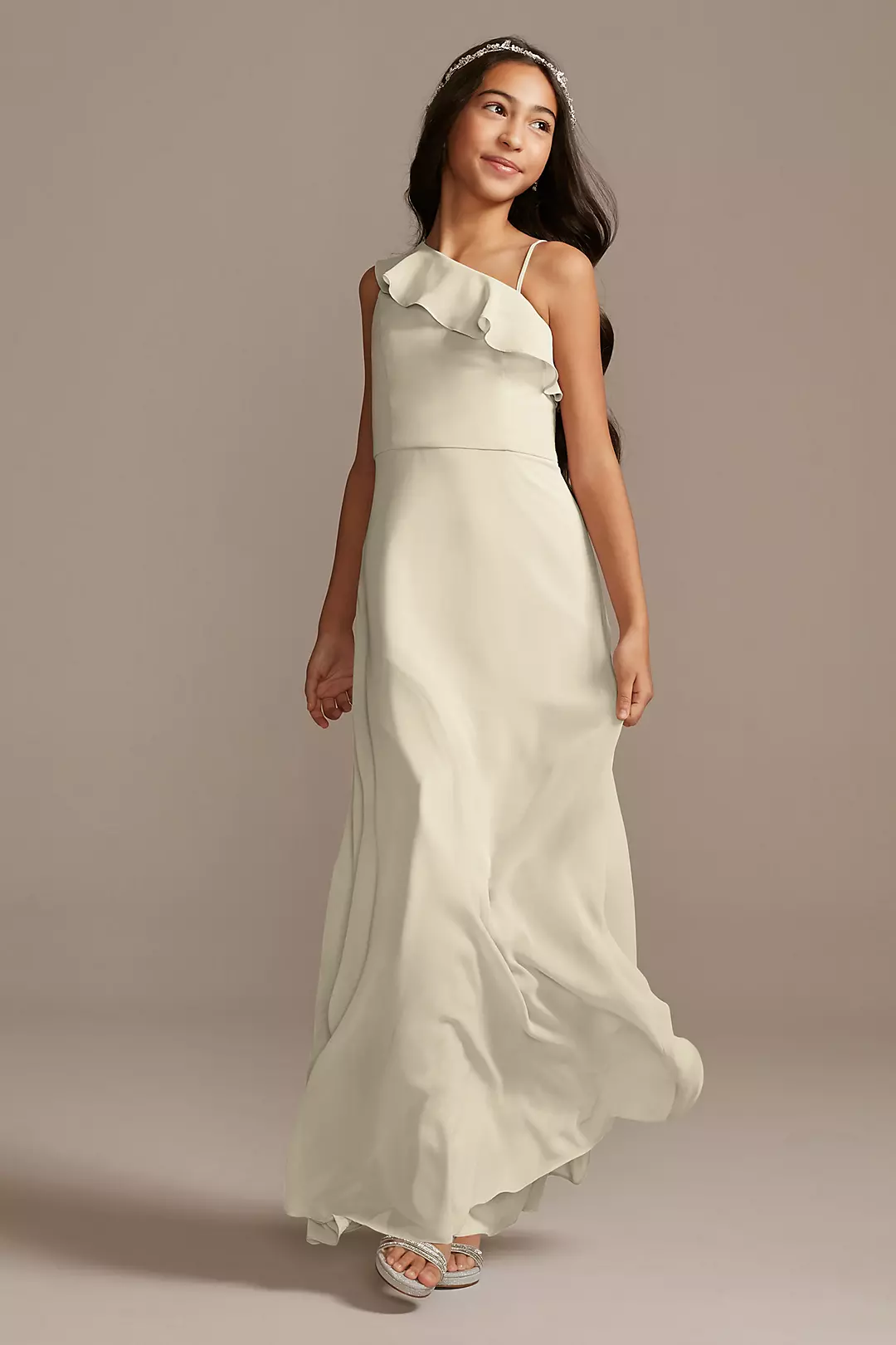 One Shoulder Chiffon Junior Bridesmaid Dress - Image 23