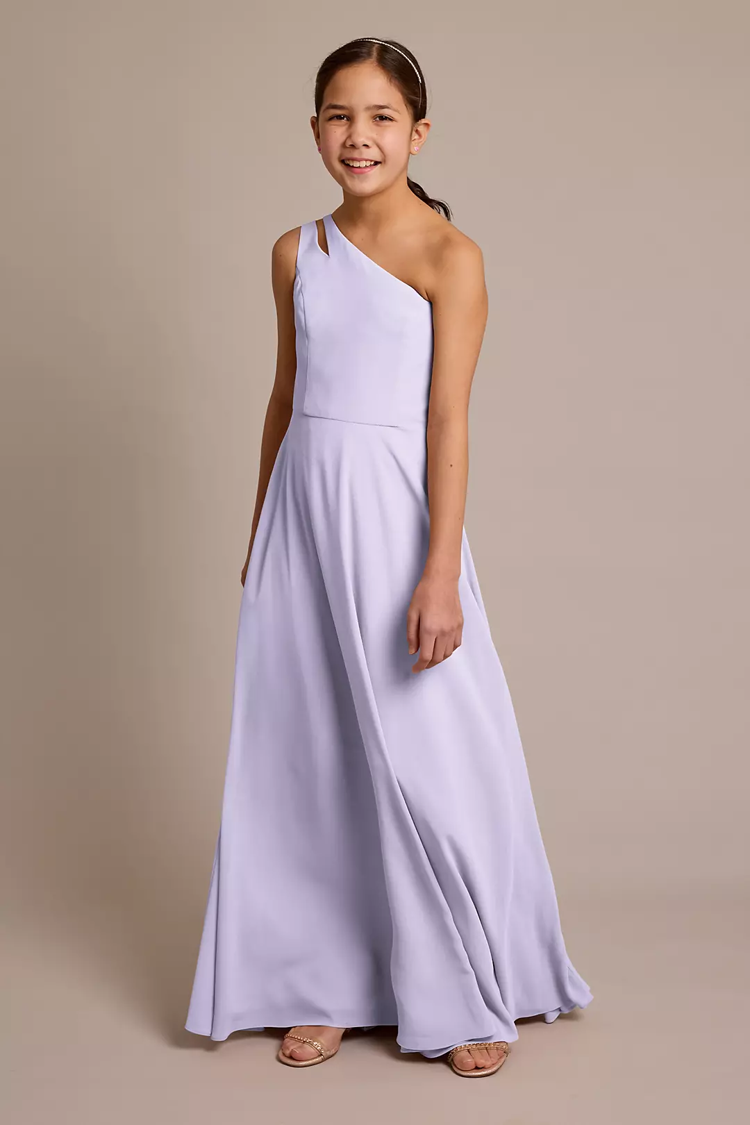 Chiffon One-Shoulder Junior Dress - Image 14