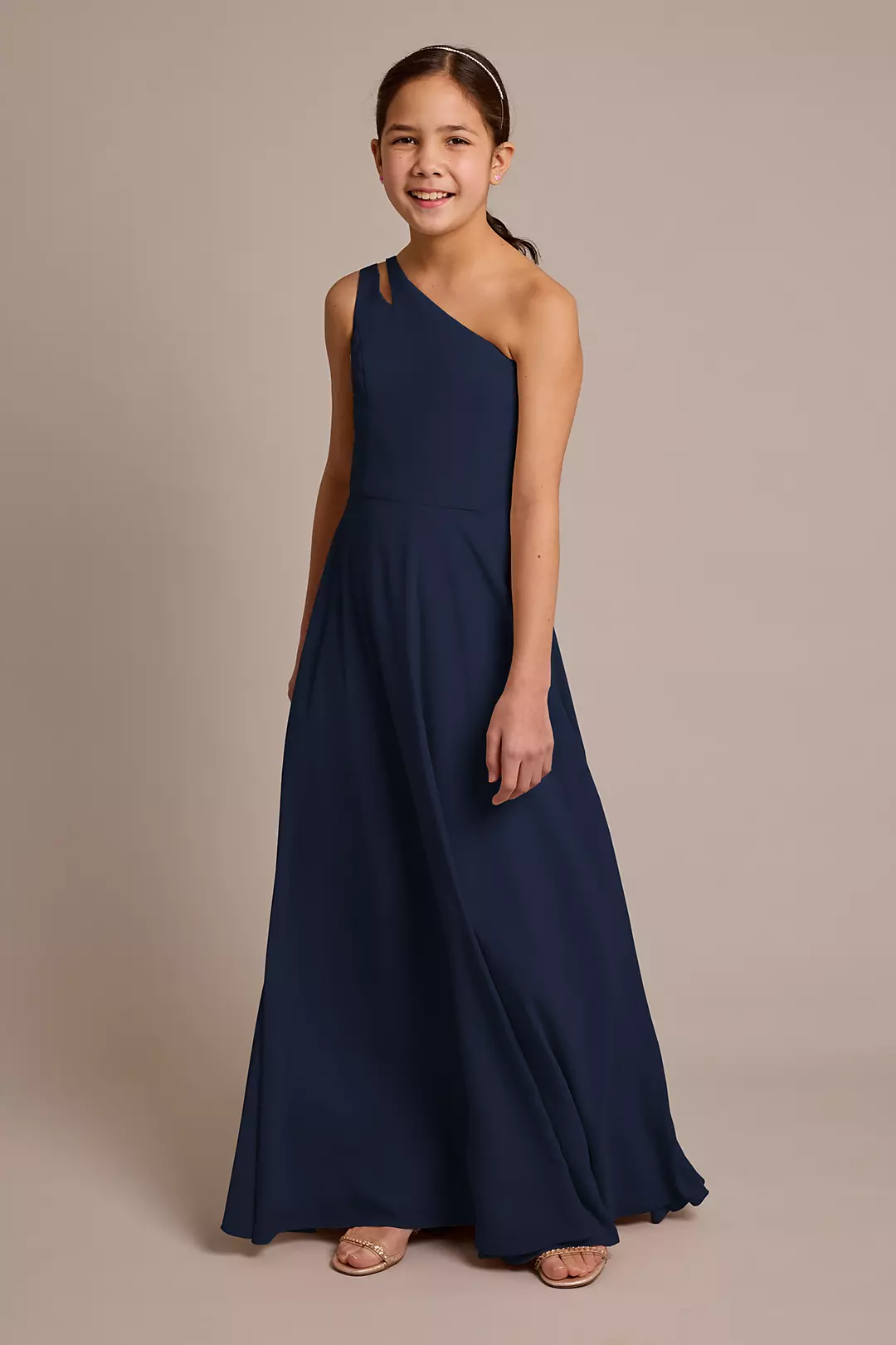 Chiffon One-Shoulder Junior Dress - Image 23