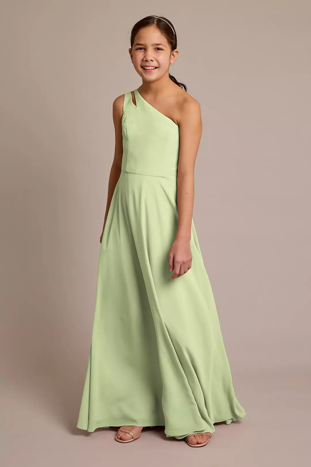 Chiffon One-Shoulder Junior Dress - Image 34