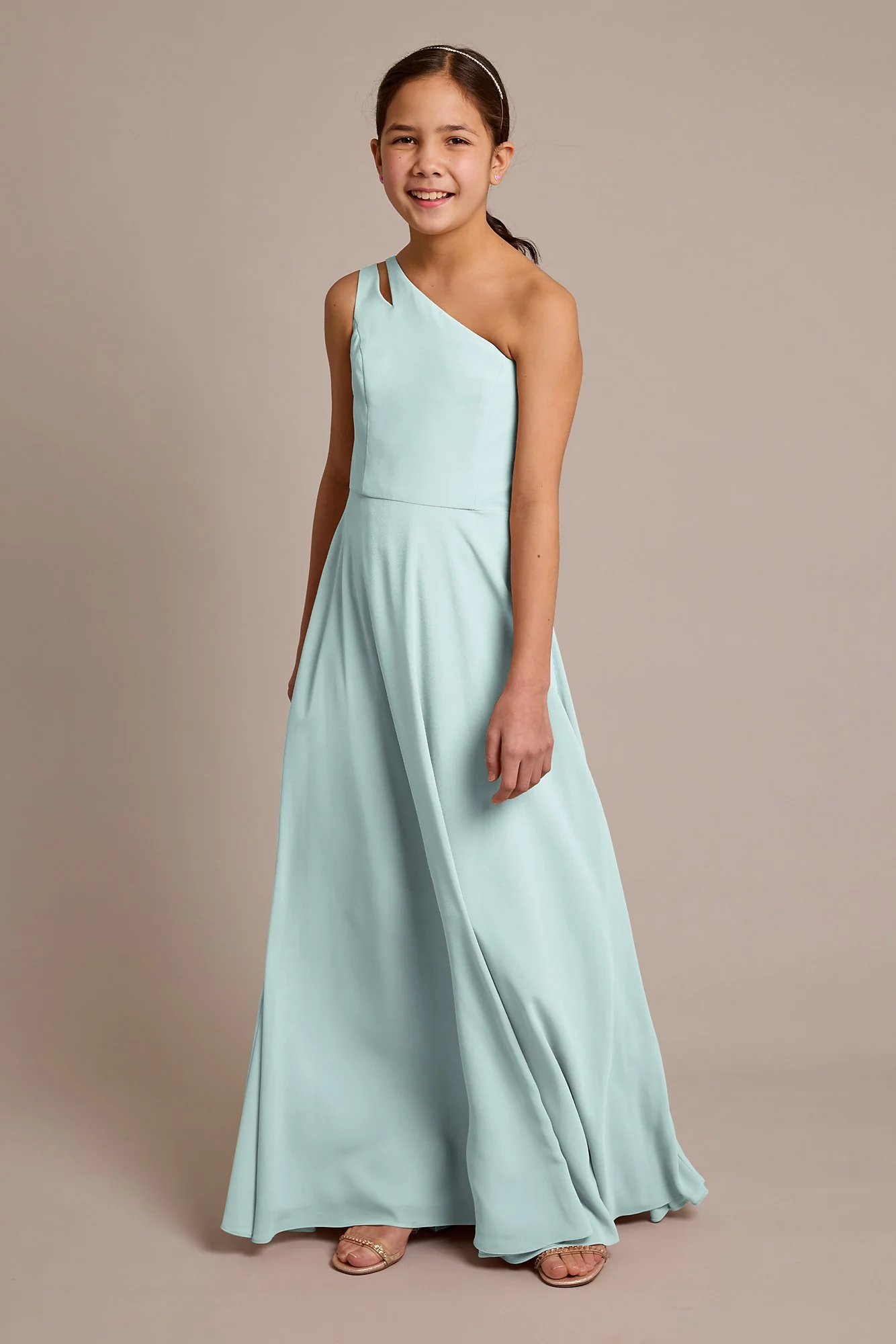 Chiffon One-Shoulder Junior Dress - Image 8