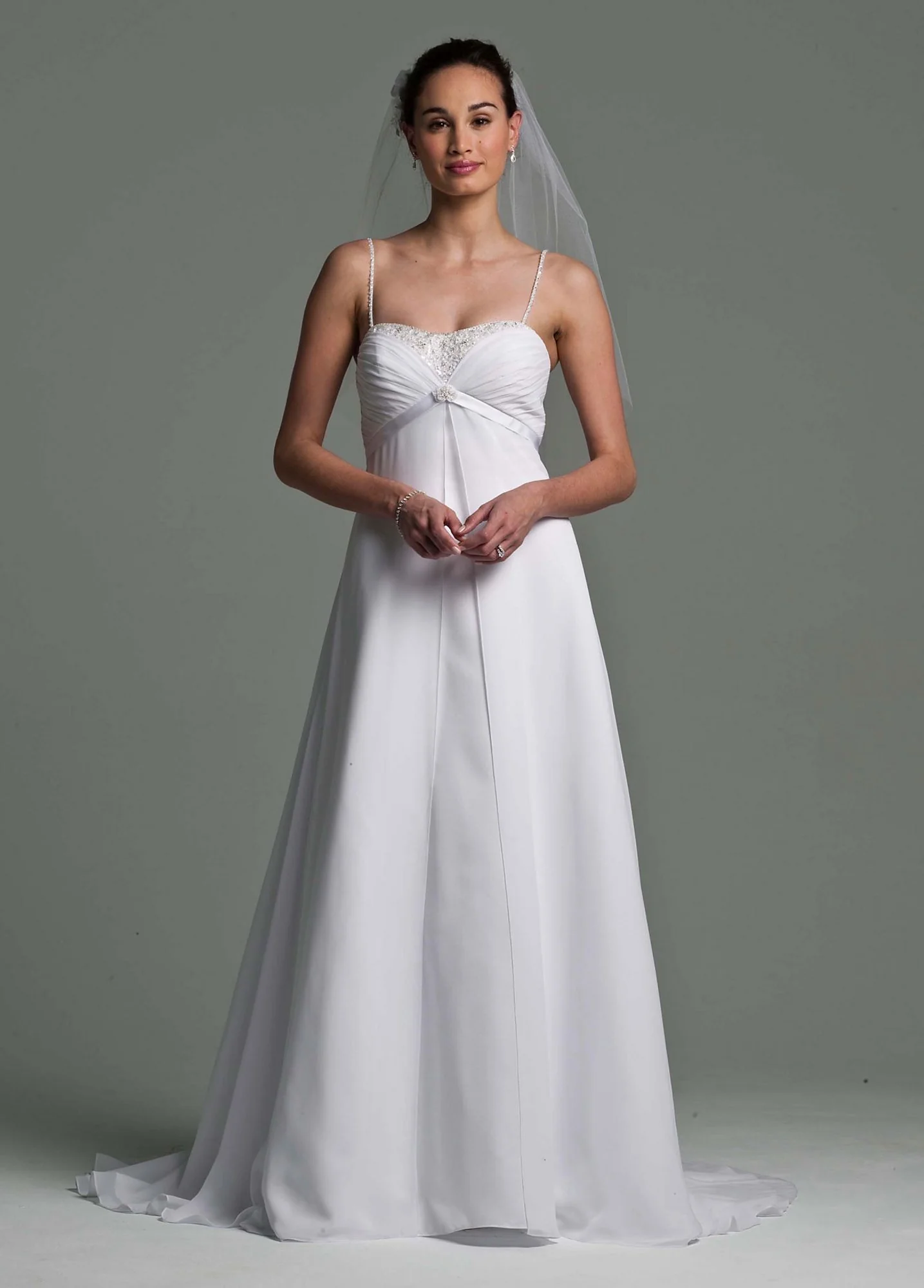 Chiffon Over Satin A-line Empire Gown