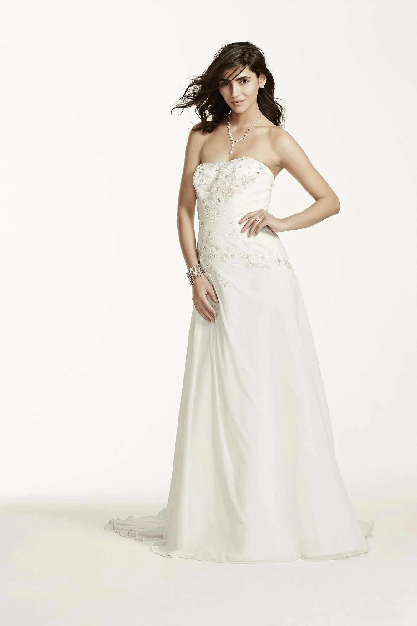 Chiffon Over Satin Gown with Side Draped Skirt - Image 2