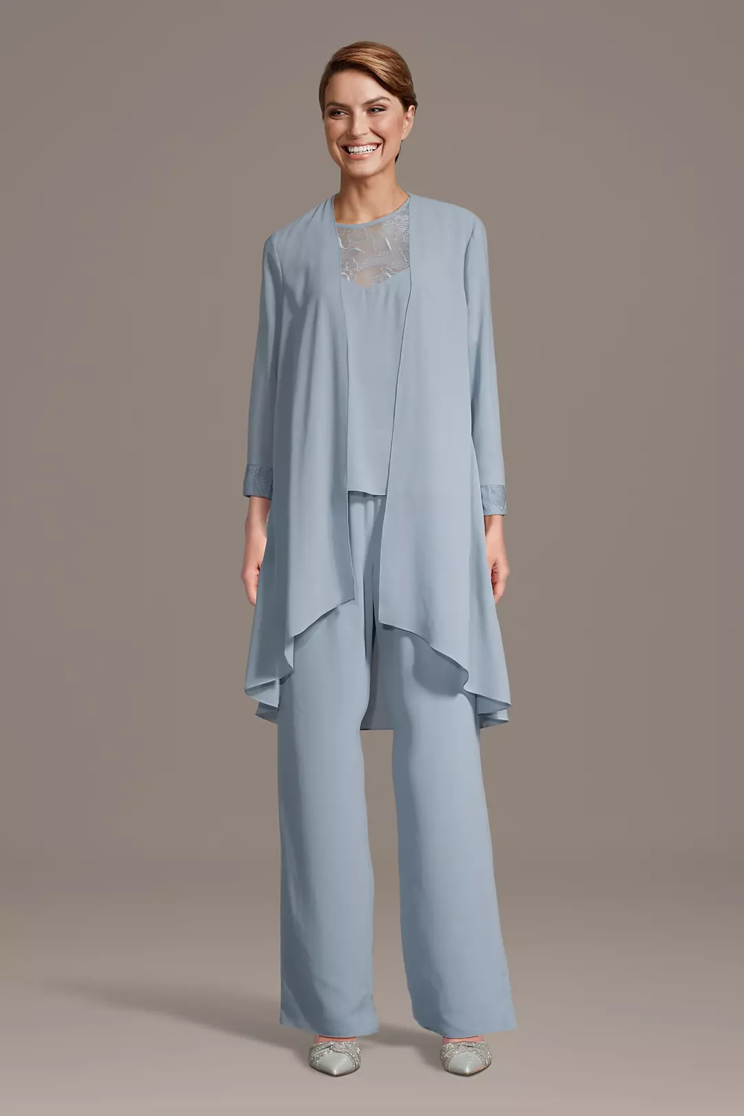 Chiffon Pantsuit with Illusion Jacket