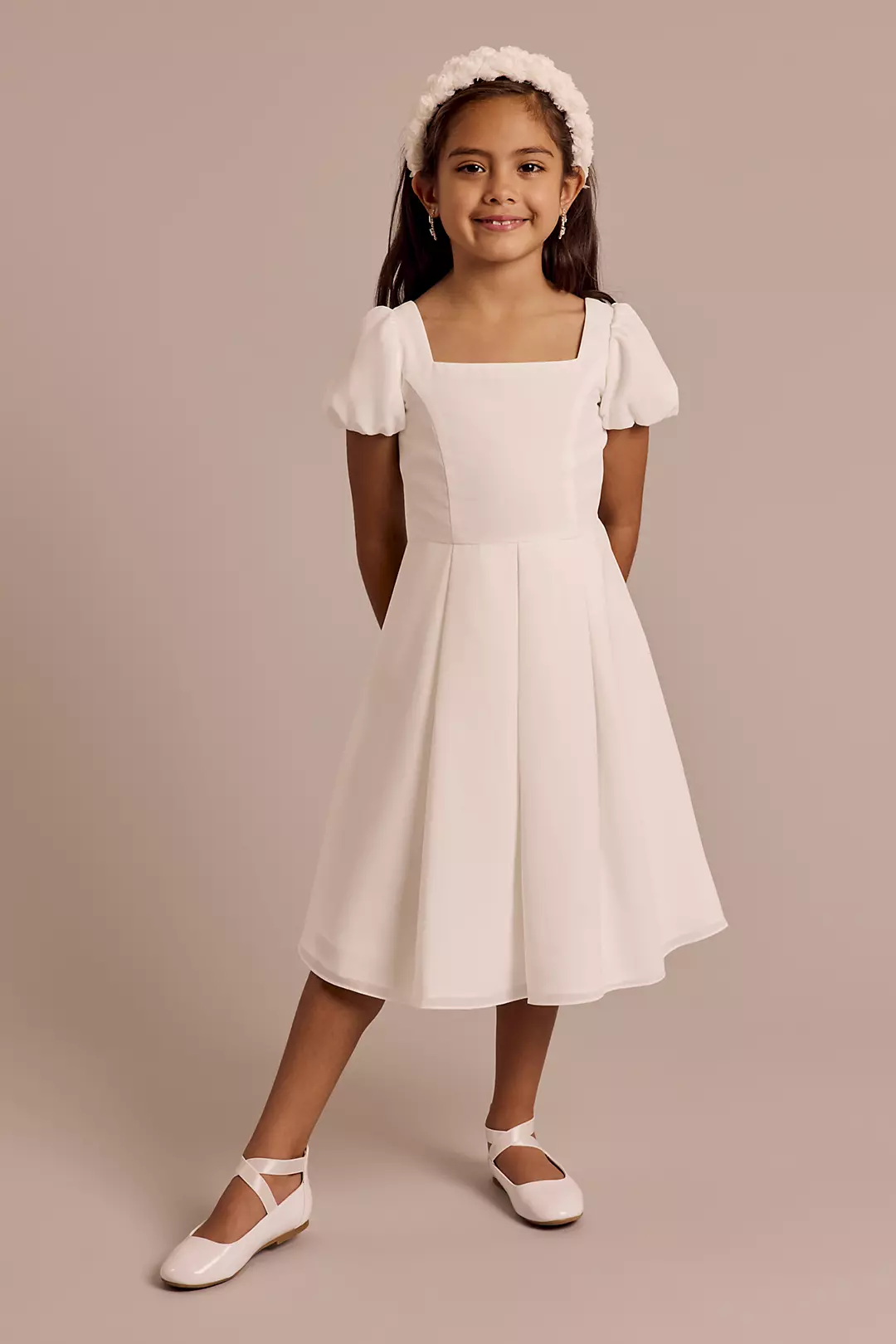 Chiffon Puff Sleeve A-Line Flower Girl Dress - Image 3