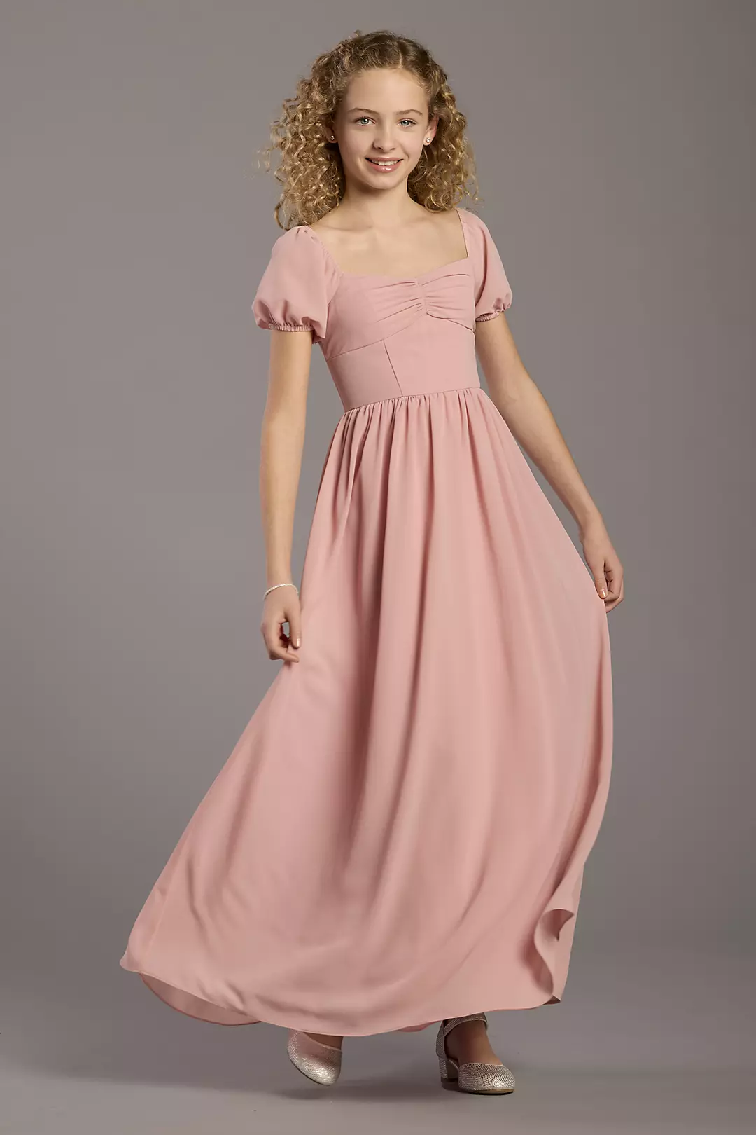 Chiffon Puff Sleeve A-Line Girls Dress - Image 9