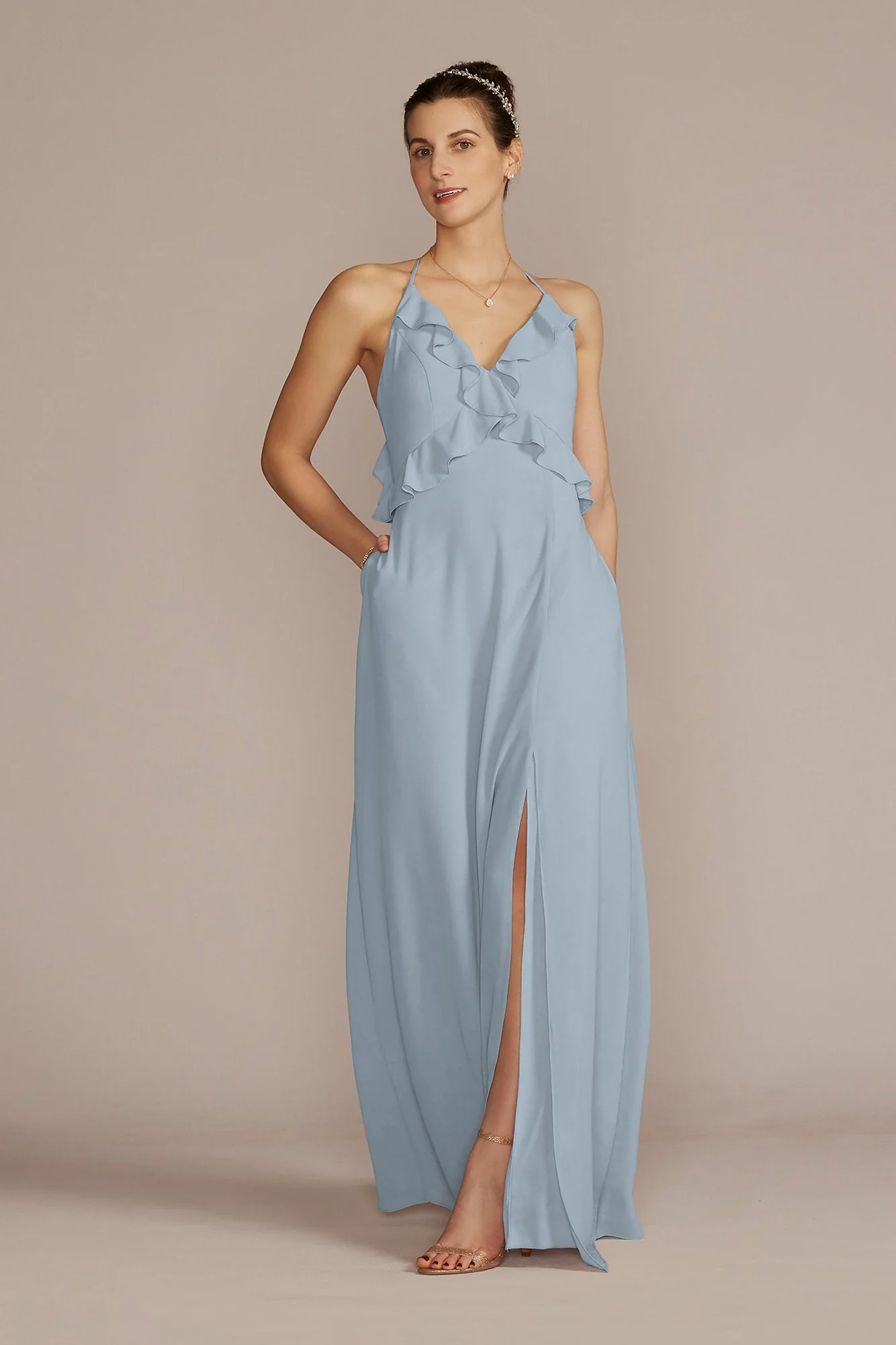 Chiffon Ruffle Empire Waist Dress