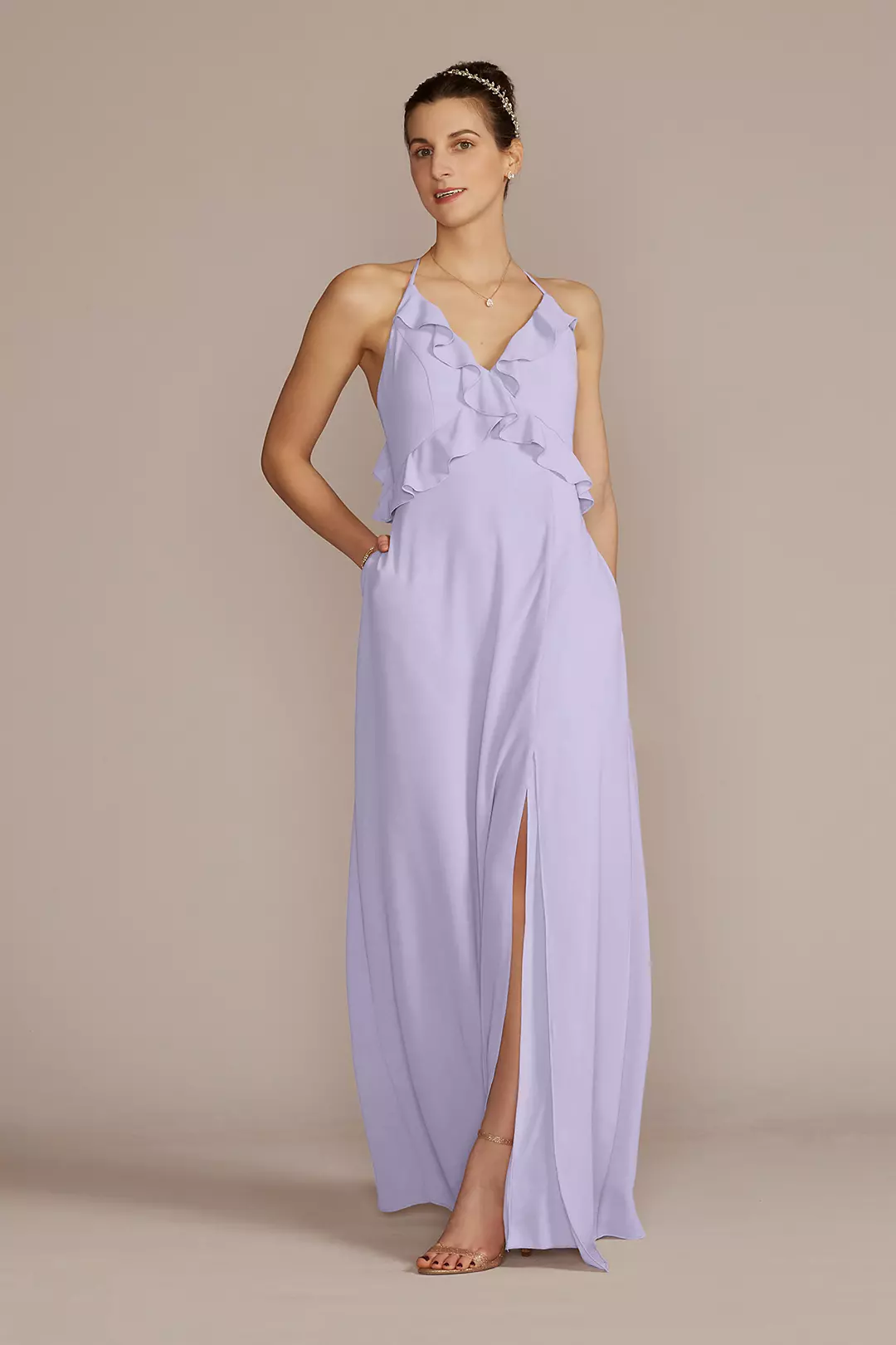 Chiffon Ruffle Empire Waist Dress - Image 16