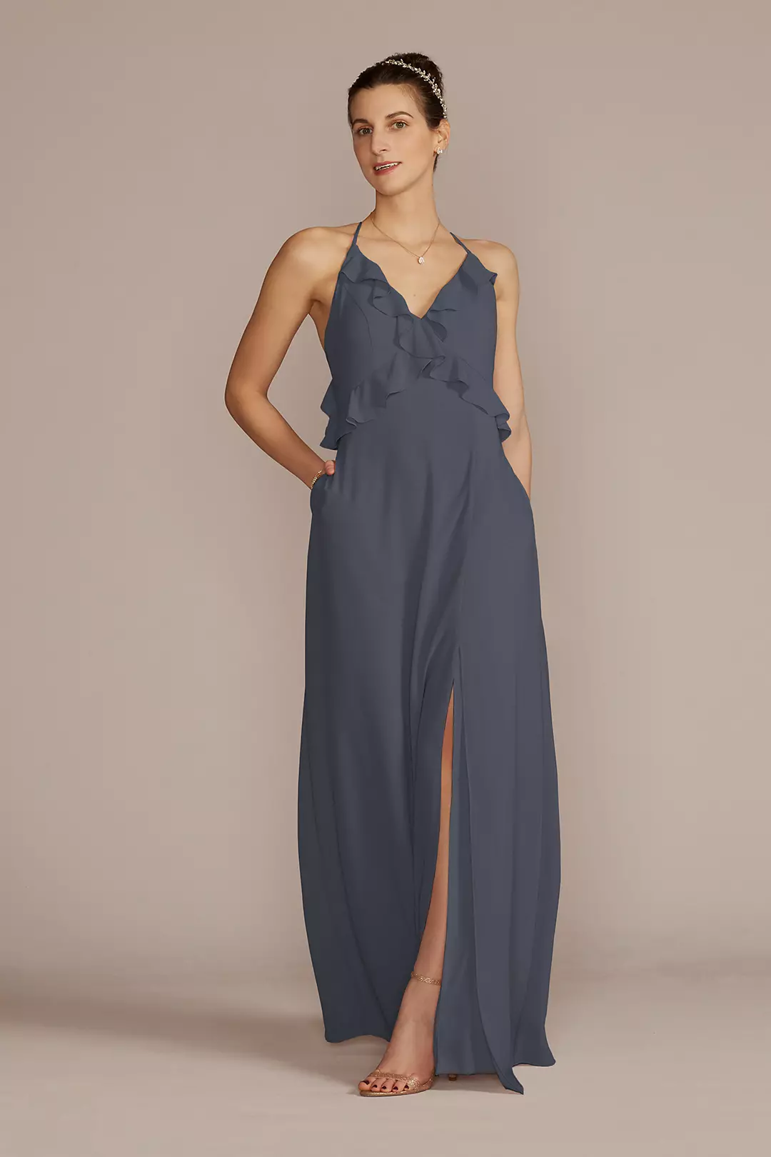 Chiffon Ruffle Empire Waist Dress - Image 21