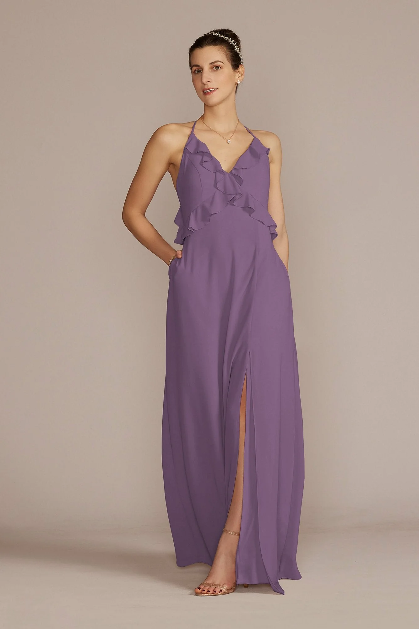 Chiffon Ruffle Empire Waist Dress - Image 24