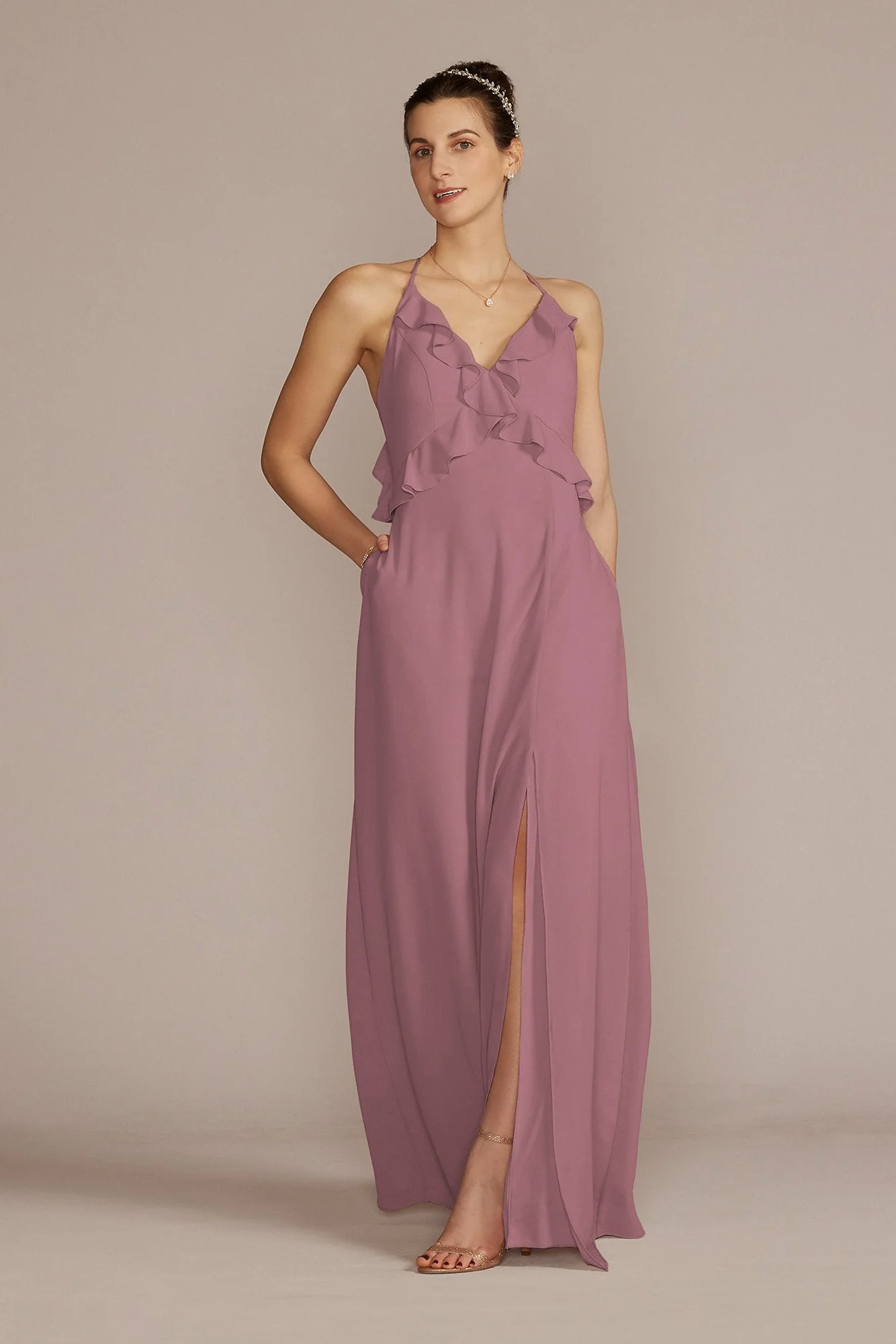 Chiffon Ruffle Empire Waist Dress - Image 26
