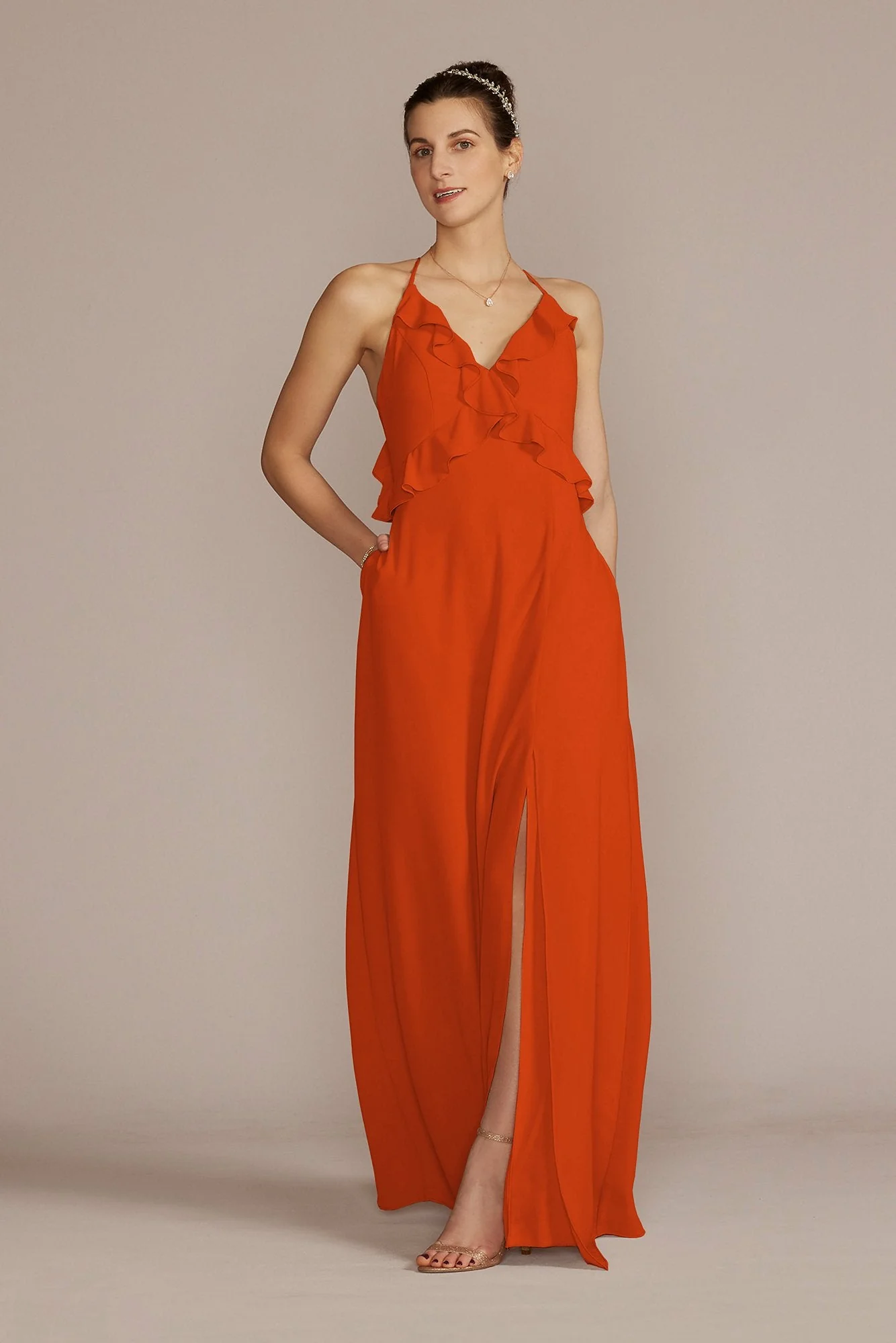 Chiffon Ruffle Empire Waist Dress - Image 28