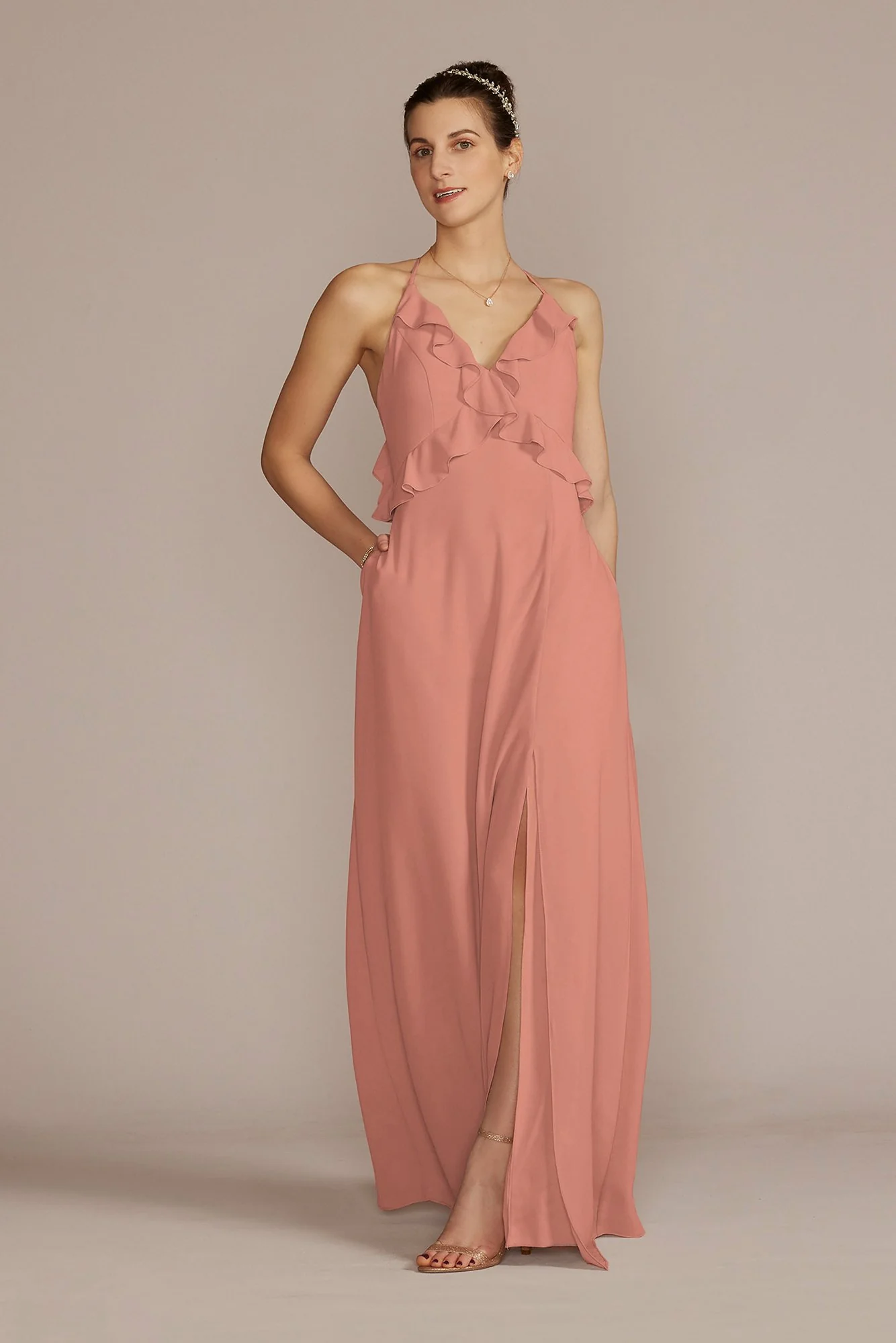 Chiffon Ruffle Empire Waist Dress - Image 3