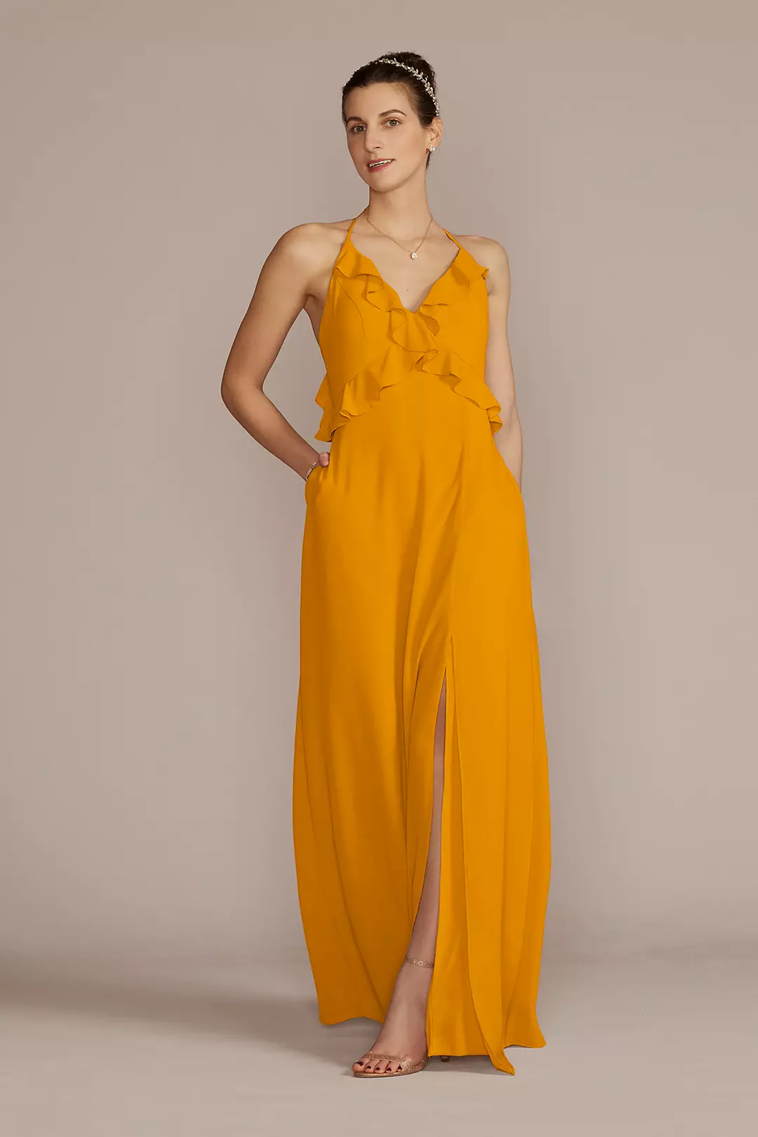 Chiffon Ruffle Empire Waist Dress - Image 30