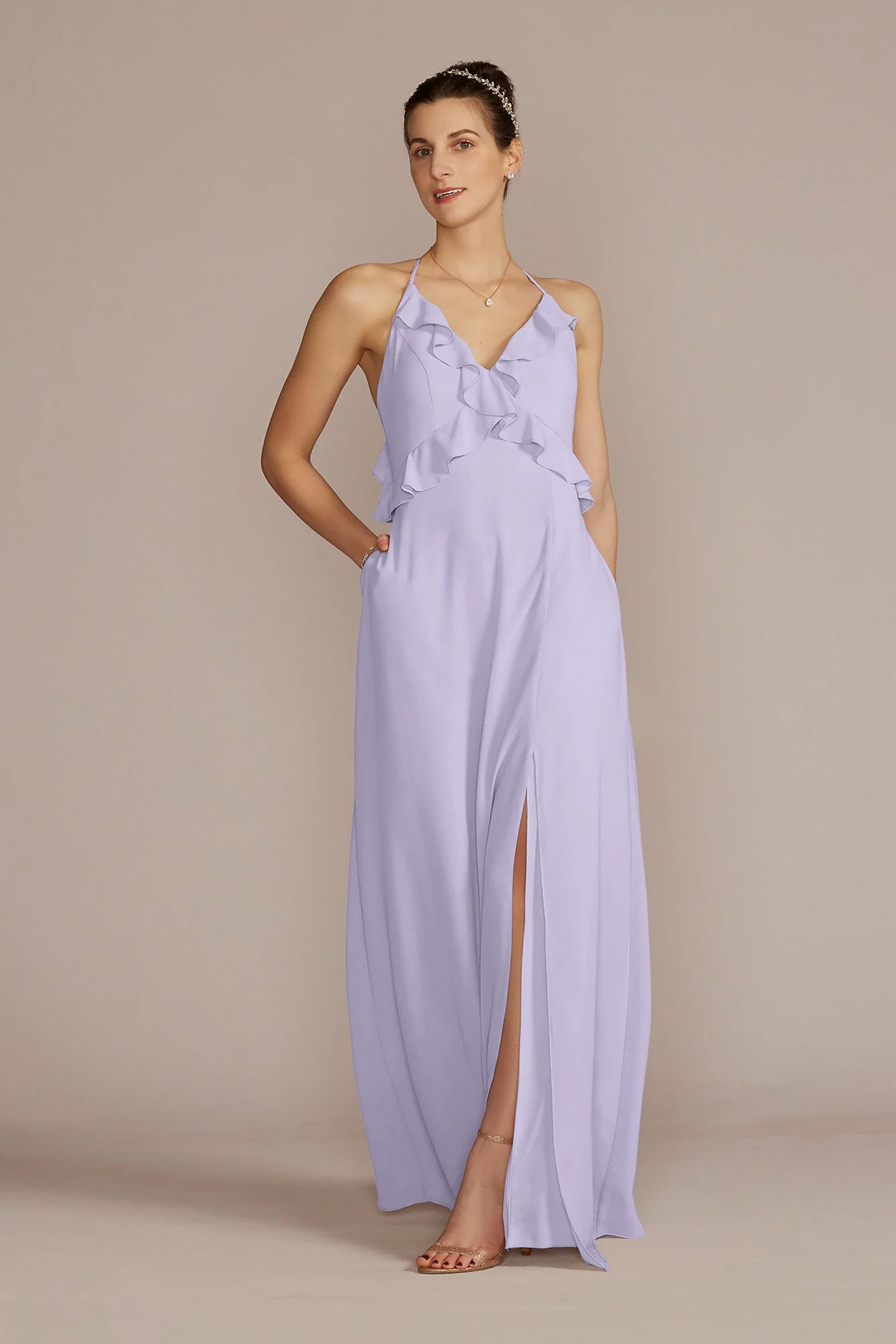 Chiffon Ruffle Empire Waist Dress - Image 33