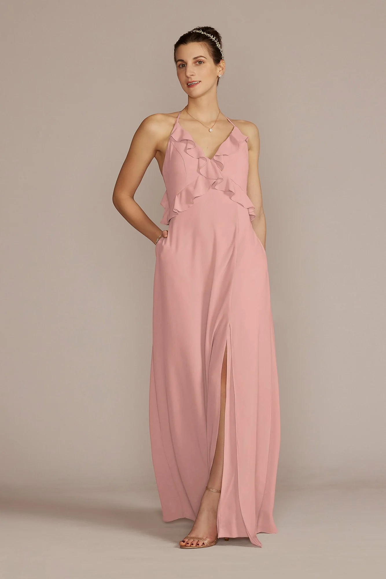 Chiffon Ruffle Empire Waist Dress - Image 34
