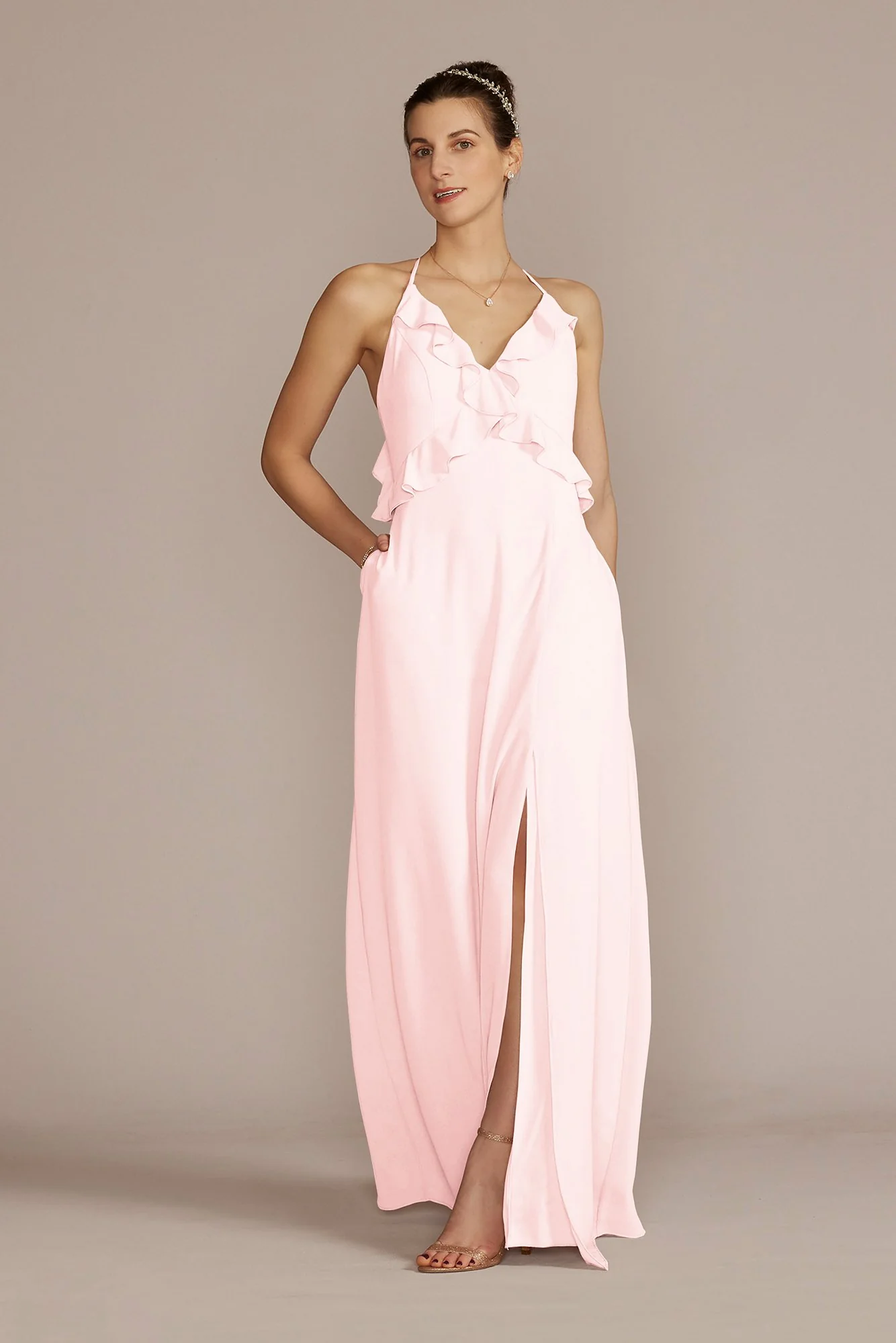 Chiffon Ruffle Empire Waist Dress - Image 37