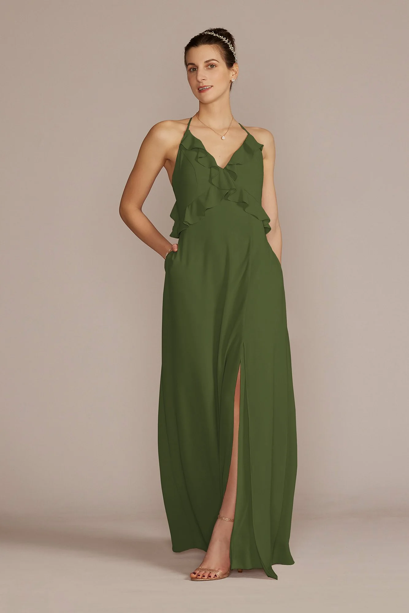 Chiffon Ruffle Empire Waist Dress - Image 4