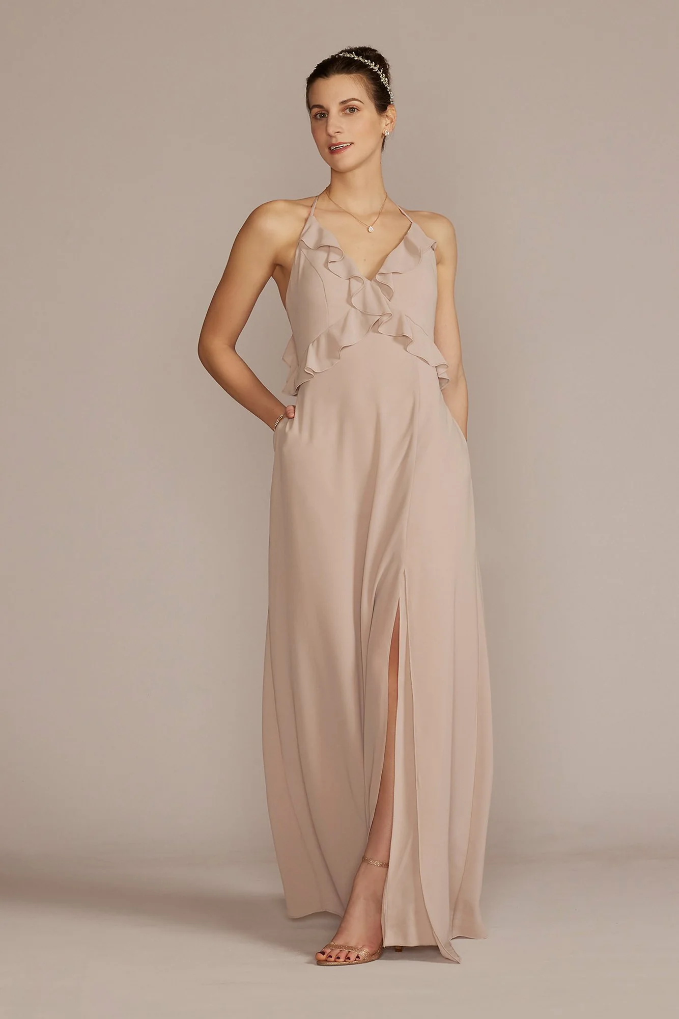 Chiffon Ruffle Empire Waist Dress - Image 42
