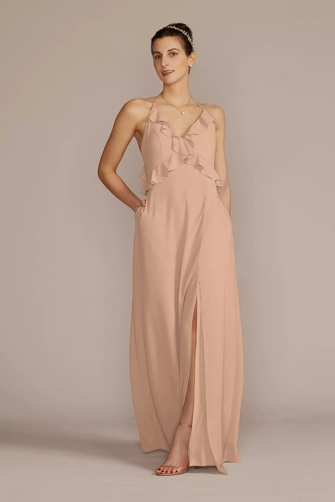 Chiffon Ruffle Empire Waist Dress - Image 47