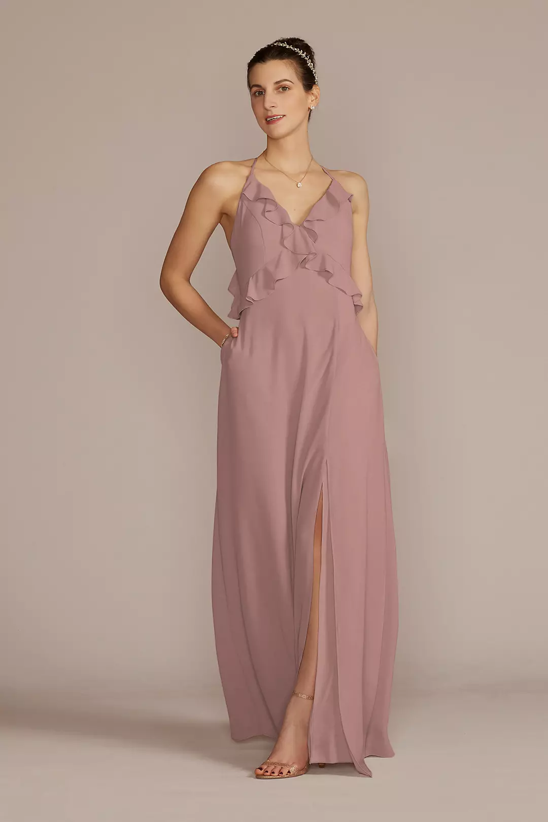 Chiffon Ruffle Empire Waist Dress - Image 49