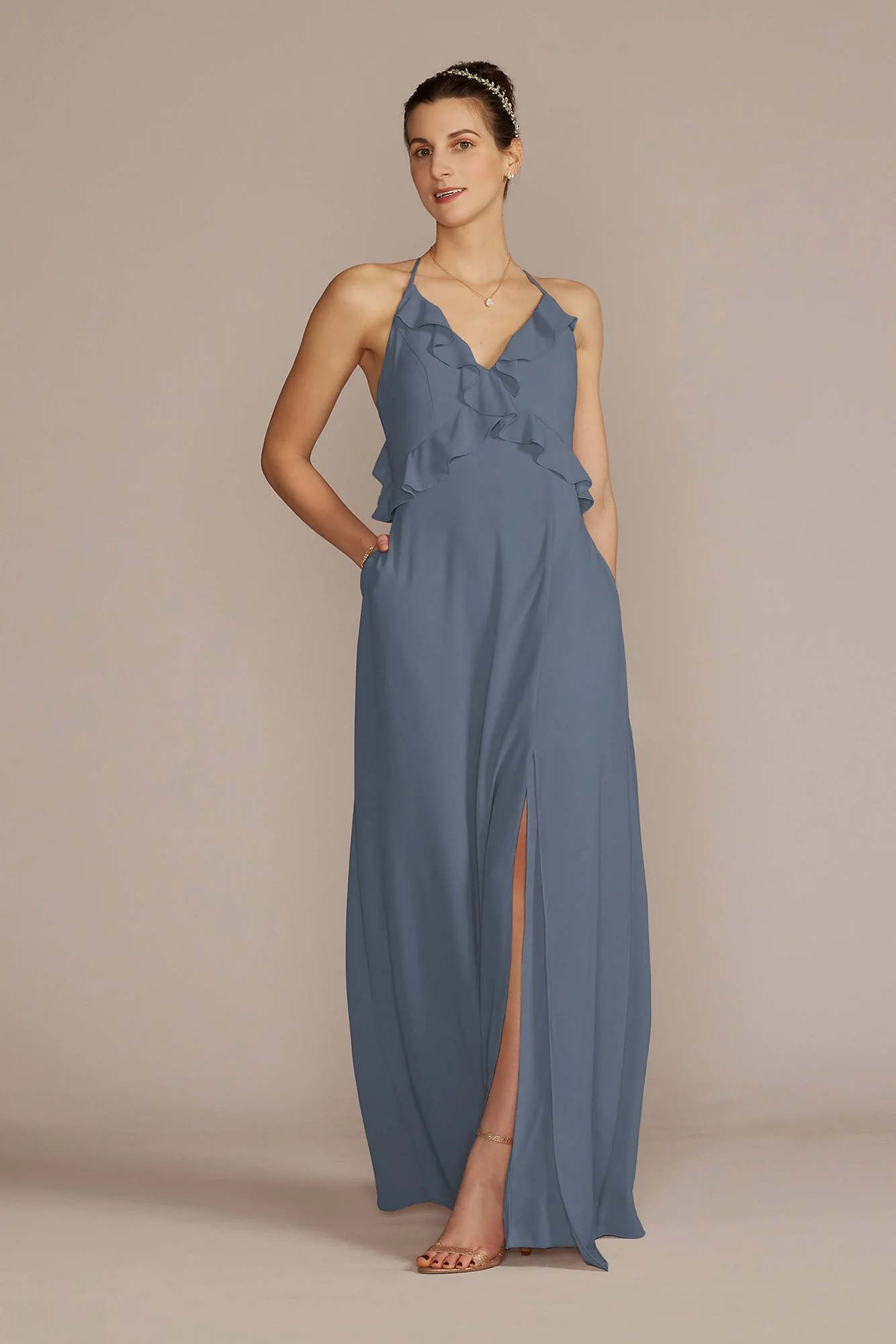 Chiffon Ruffle Empire Waist Dress - Image 5