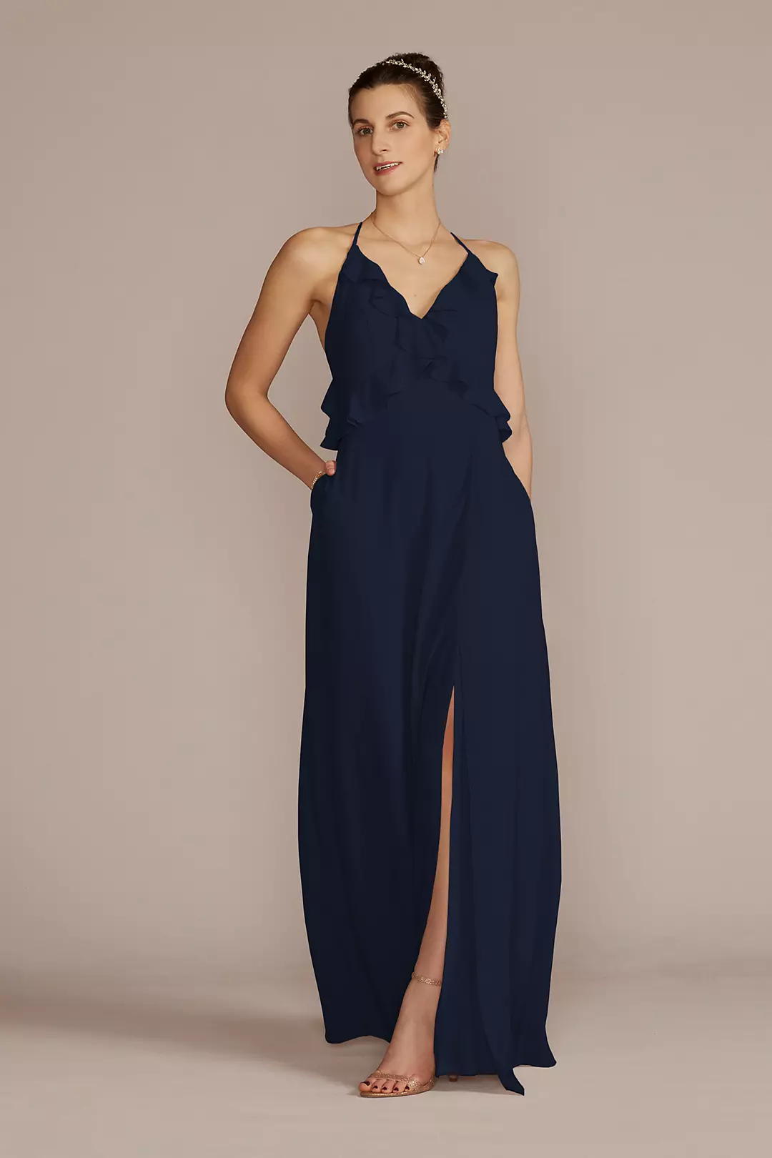 Chiffon Ruffle Empire Waist Dress - Image 53