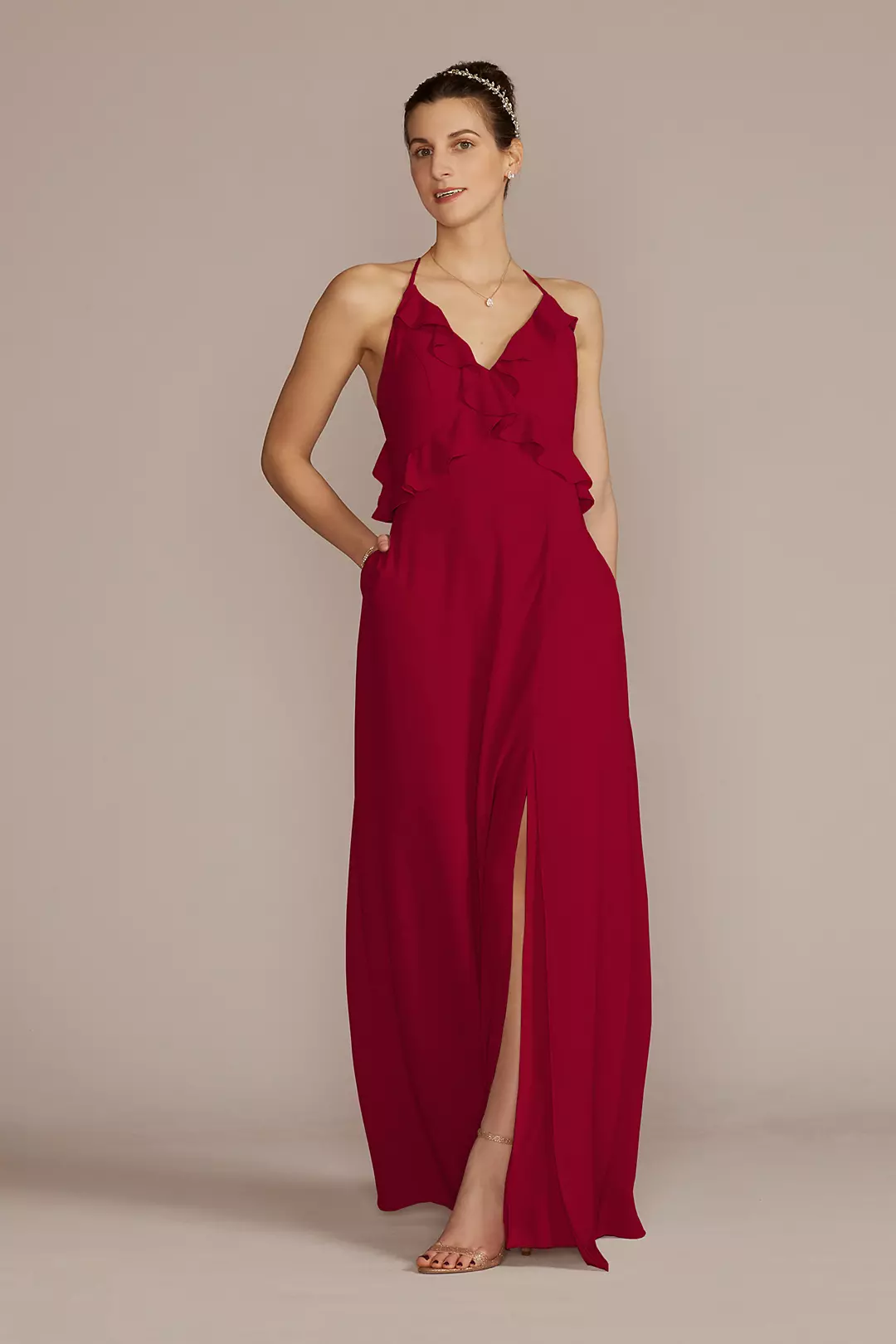 Chiffon Ruffle Empire Waist Dress - Image 6