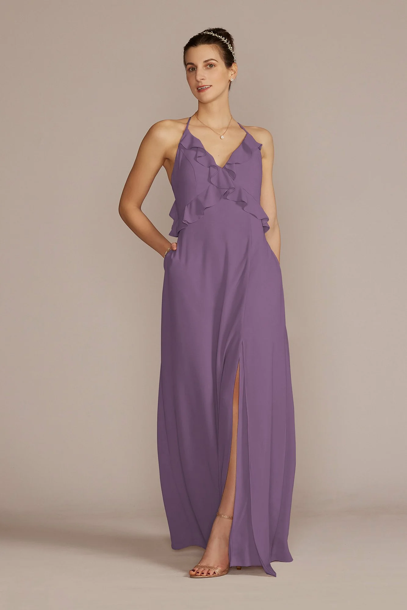 Chiffon Ruffle Empire Waist Dress - Image 7