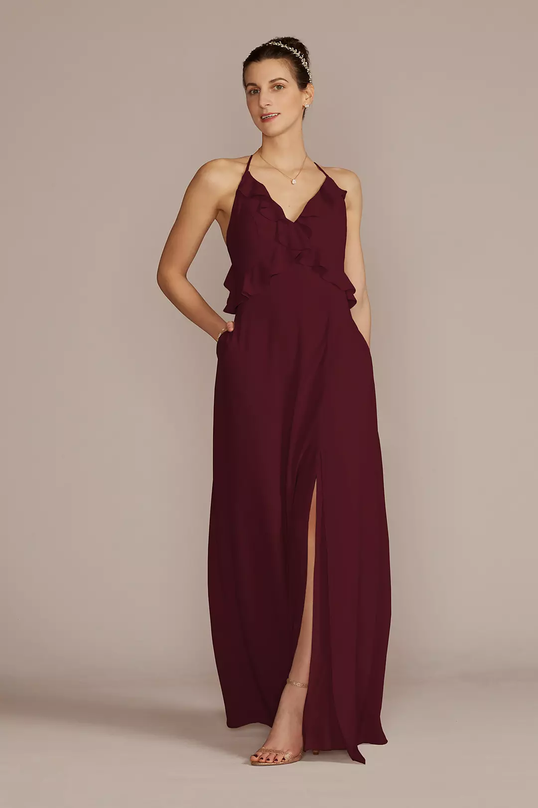 Chiffon Ruffle Empire Waist Dress - Image 8