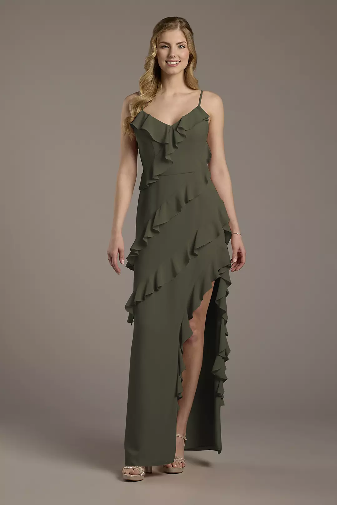 Chiffon Ruffle Sheath Dress - Image 36