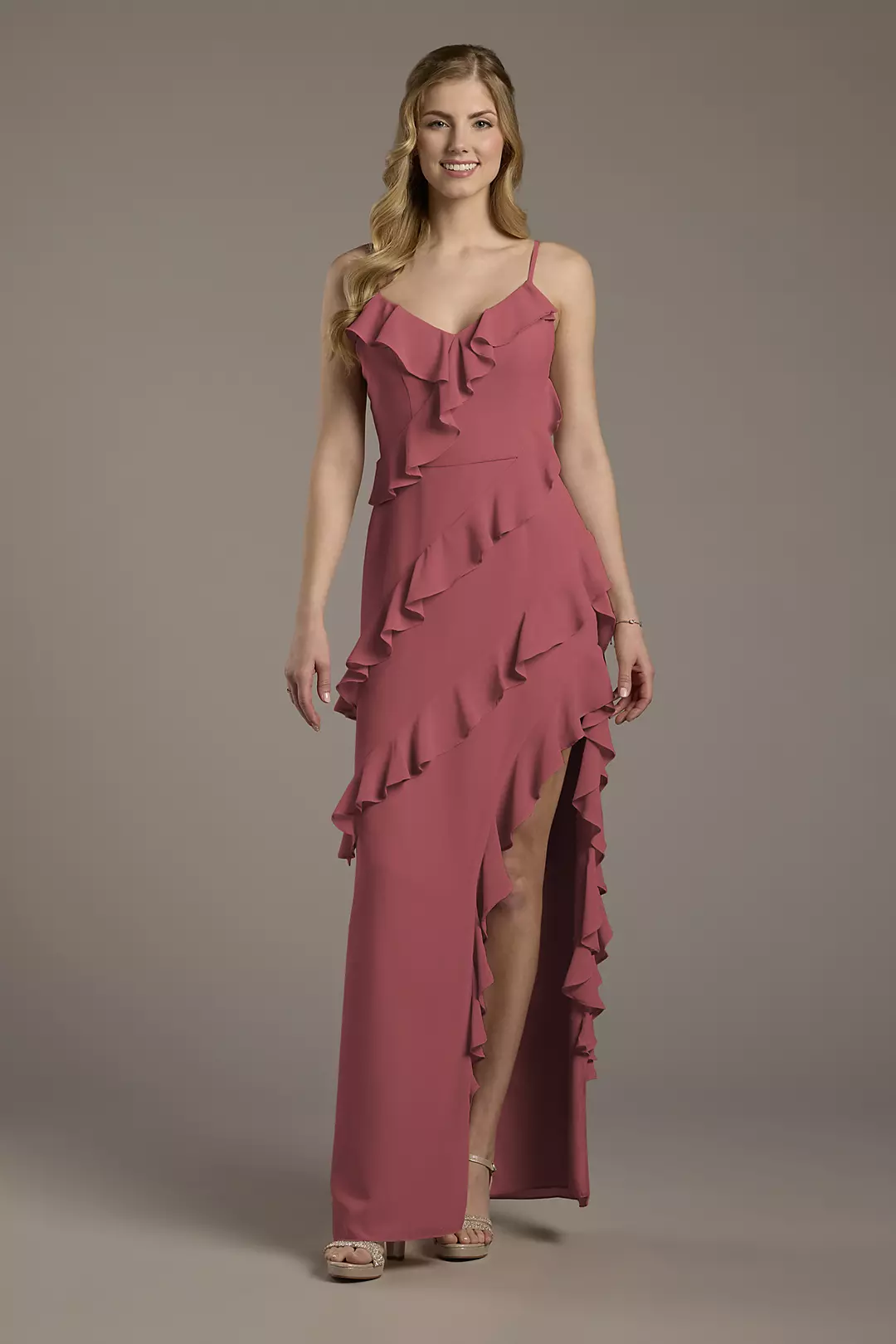 Chiffon Ruffle Sheath Dress - Image 44