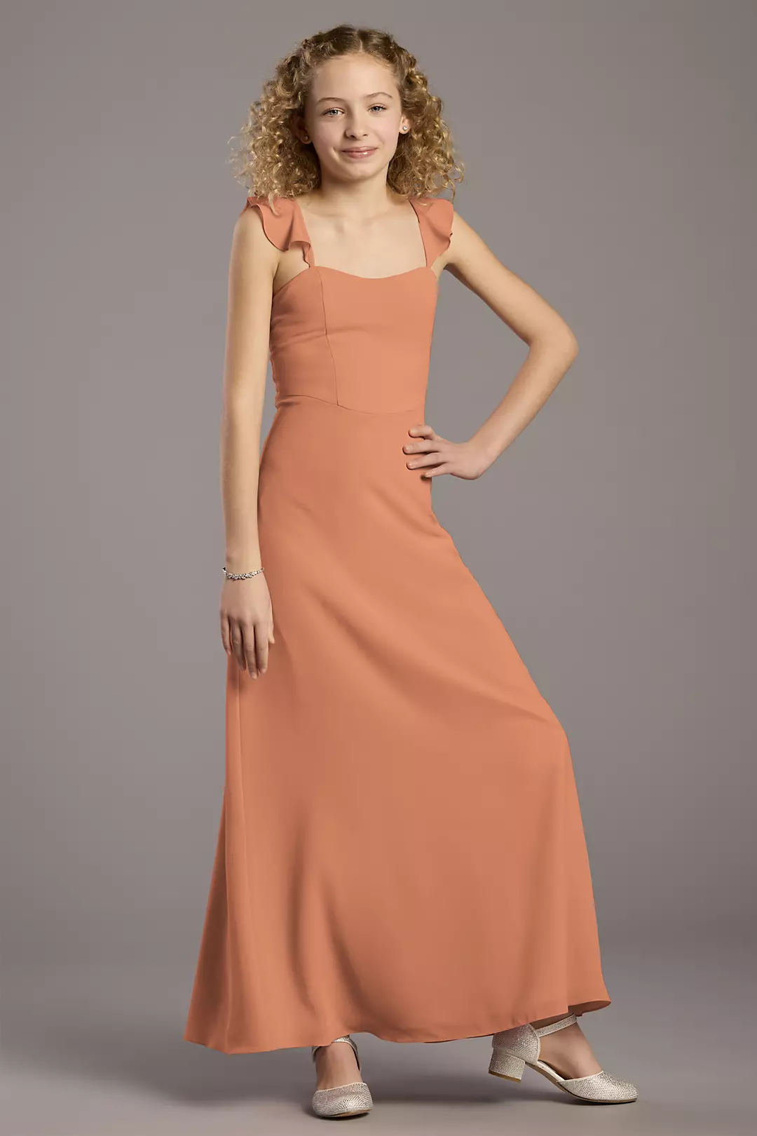 Chiffon Ruffle Strap A-Line Girls Dress - Image 12